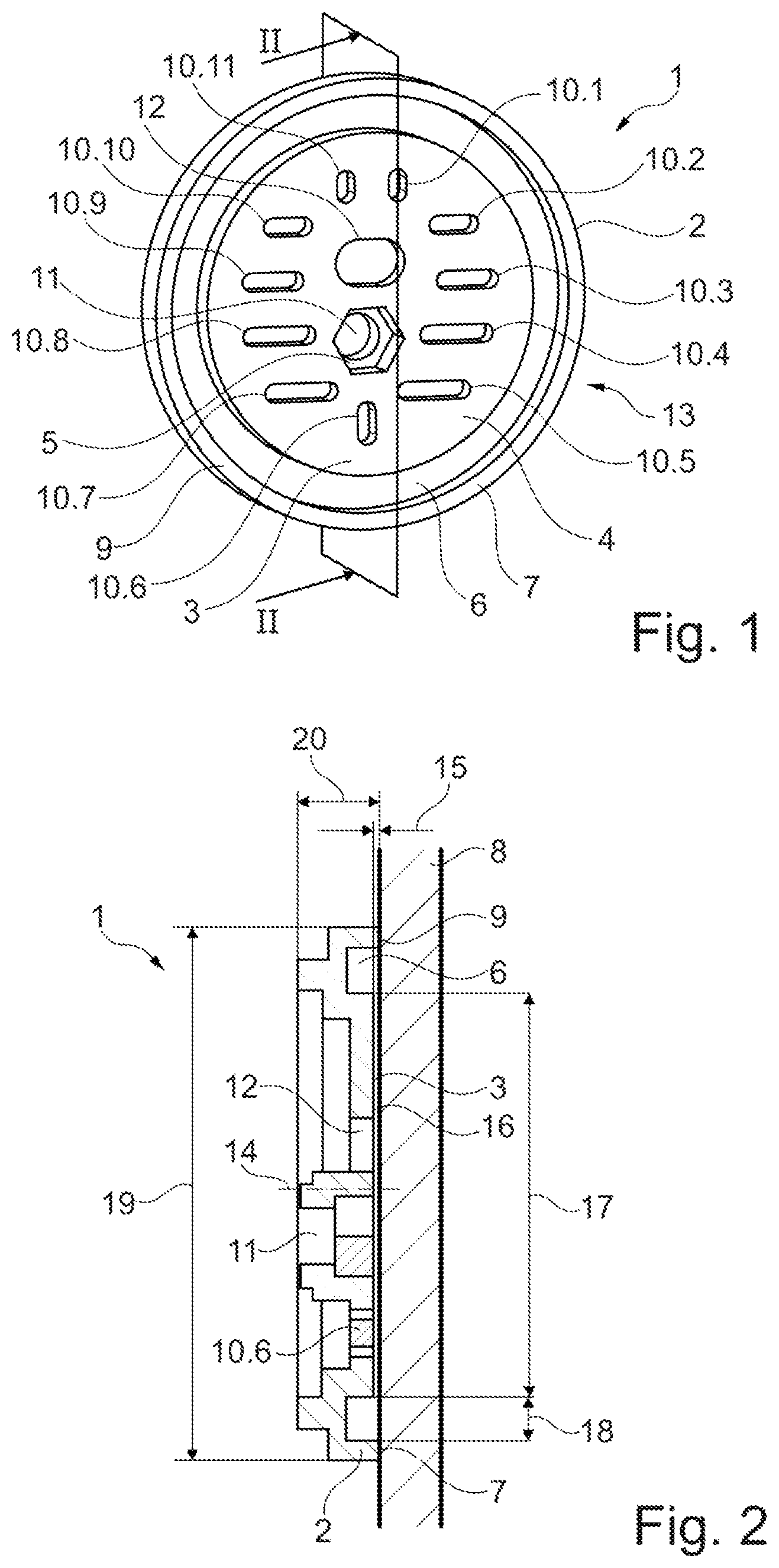 Patent US12342964 — Device for mounting a sanitary component to a wall — Figure 1