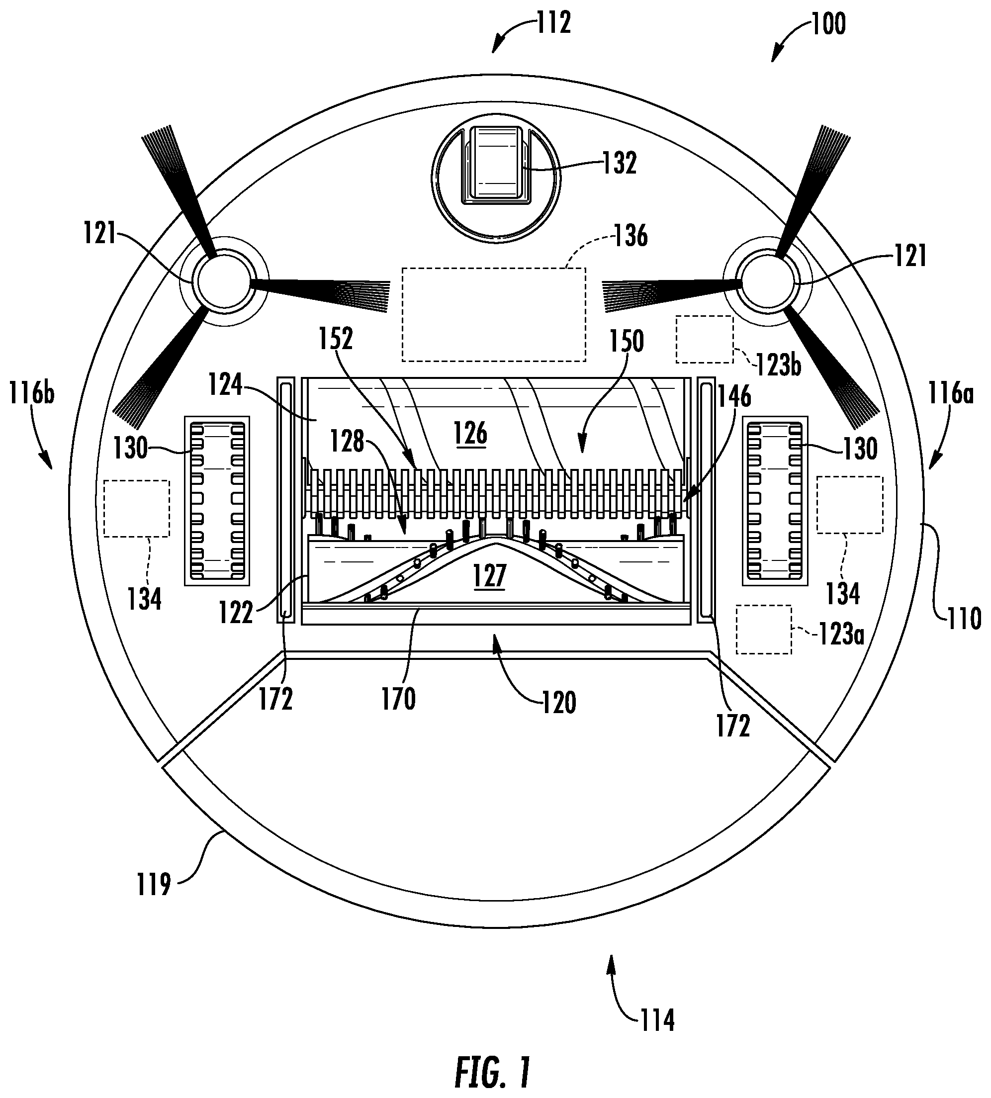 Patent US12342979 — Robotic cleaner with dual cleaning rollers — Figure 1