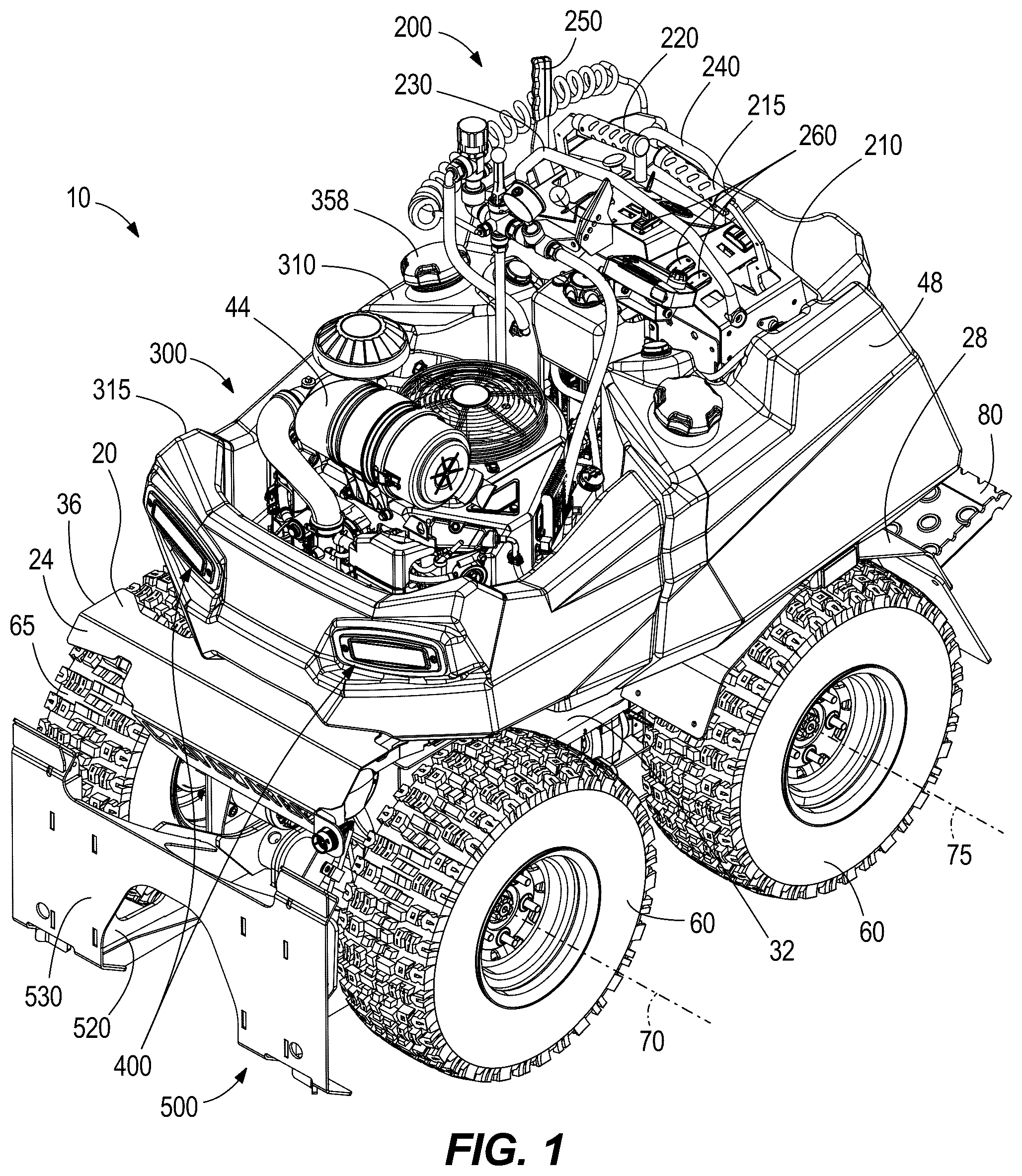 Patent US12345015 — Implement for skid steer vehicle — Figure 1