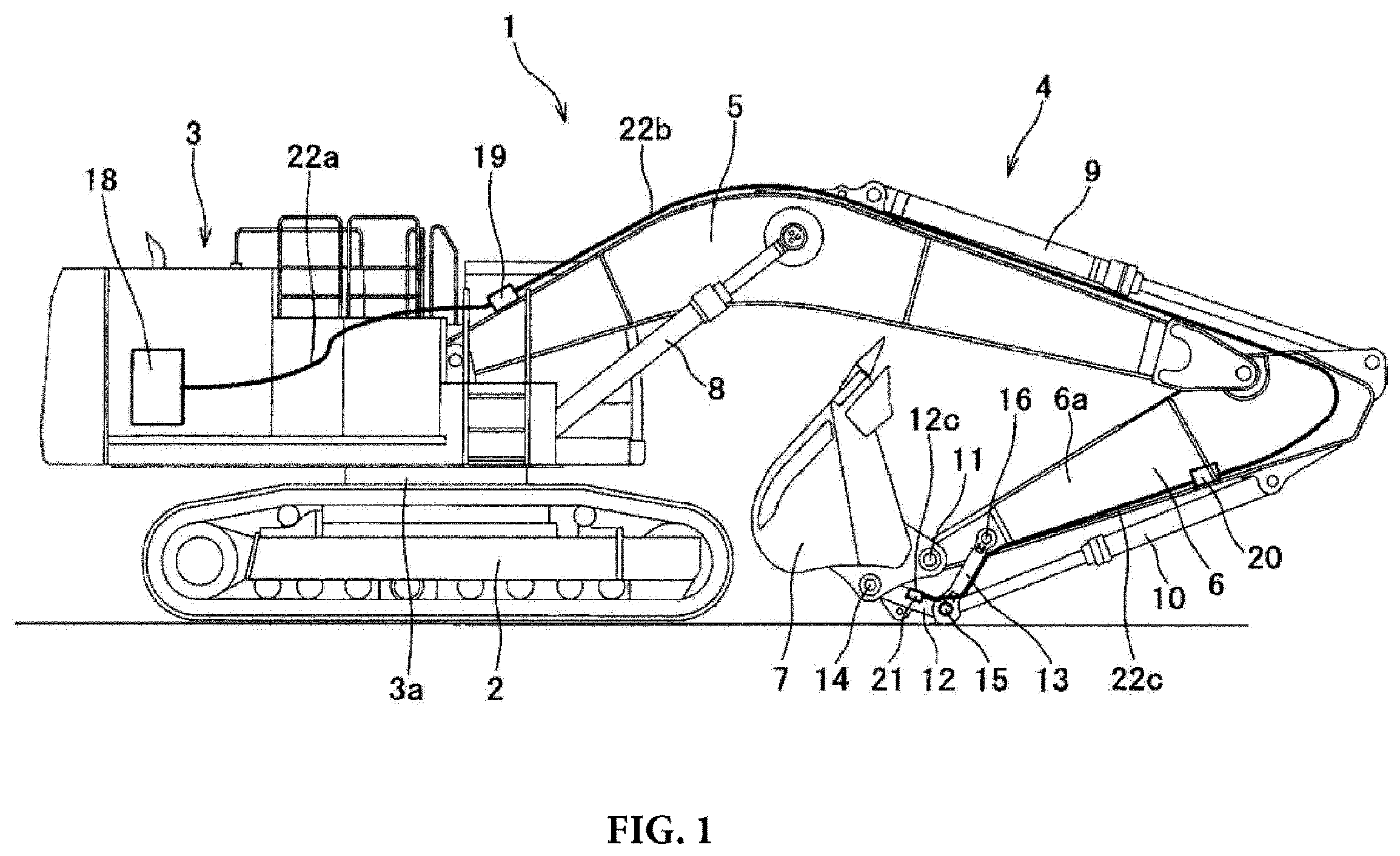 Patent US12345021 — Grease feeding piping arrangement structure in construction machine — Figure 1