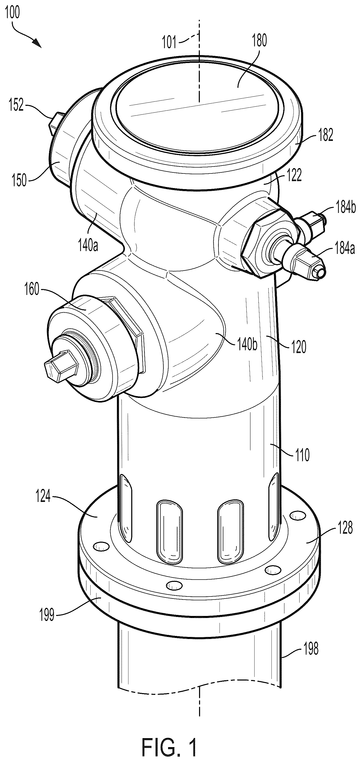 Patent US12345028 — Hydrant nozzle cap spacer — Figure 1