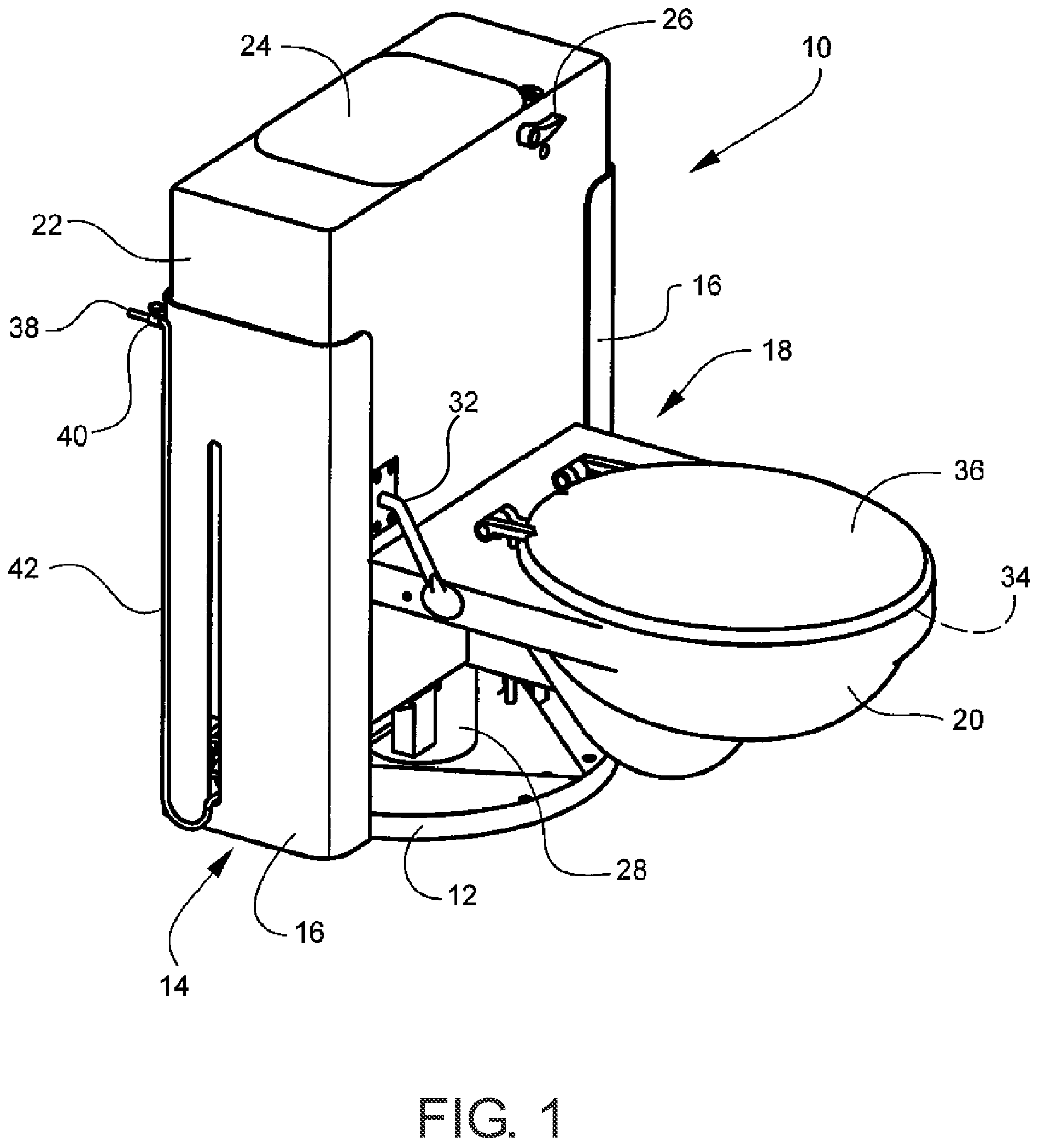 Patent US12345034 Figure 1 – Toilet