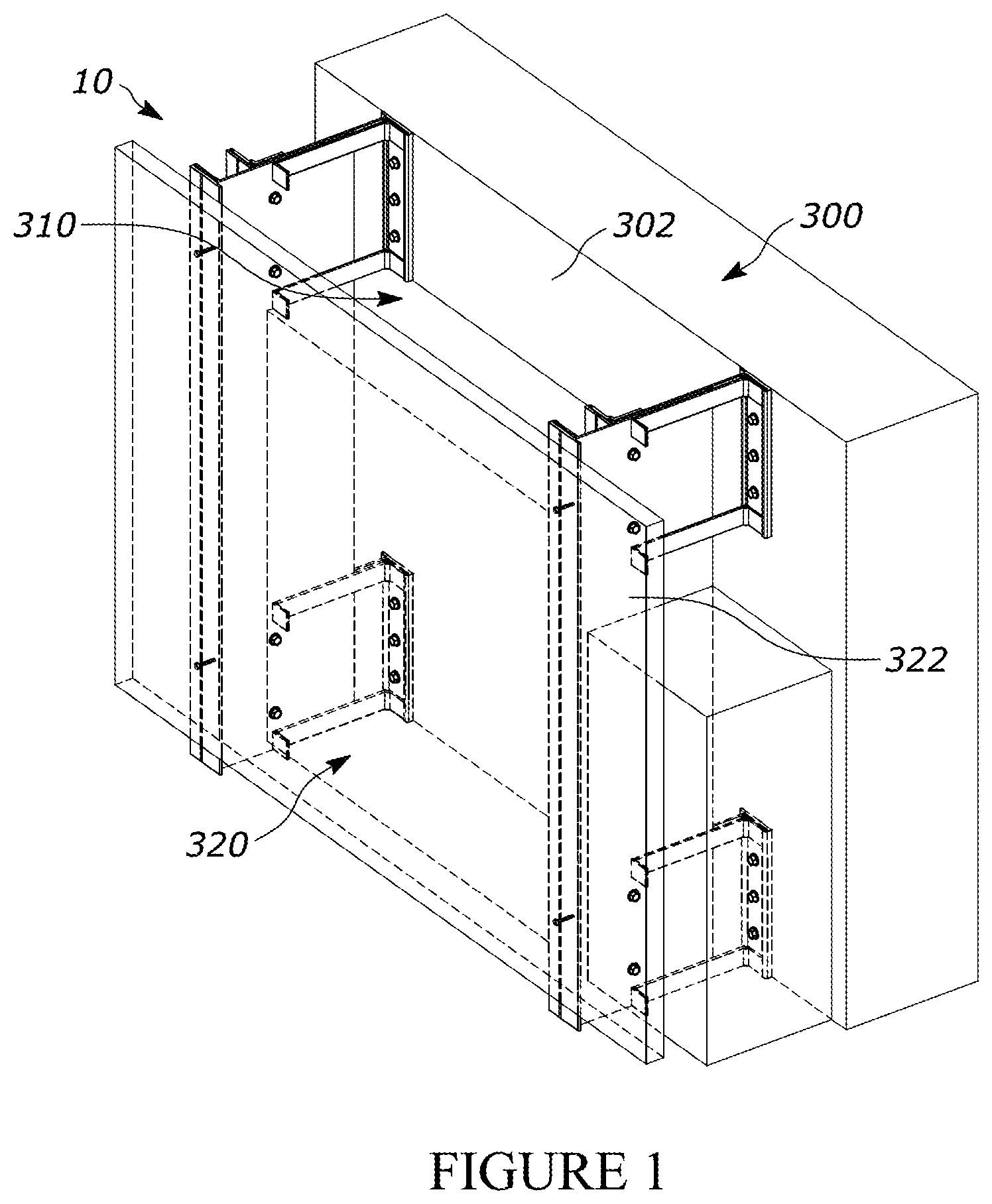 Patent US12345043 — Adjustable support system for a building structure and a wall structure having an adjustable support system — Figure 1