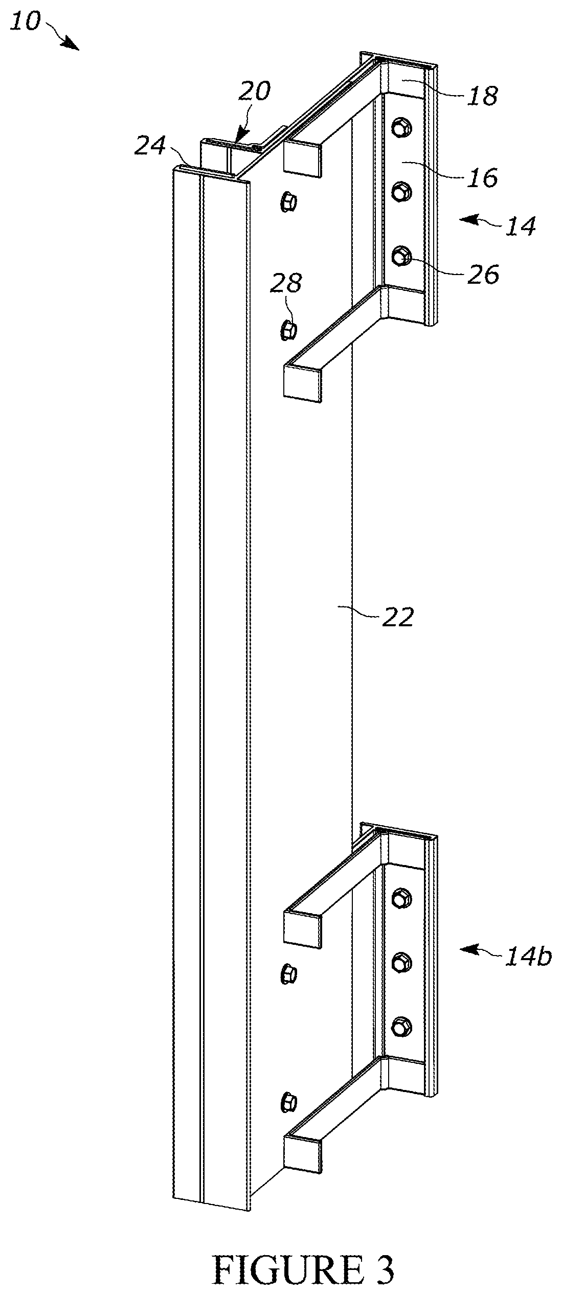 Patent US12345043 Figure 3 – Adjustable support system for a building structure and a wall structure having an adjustable support system