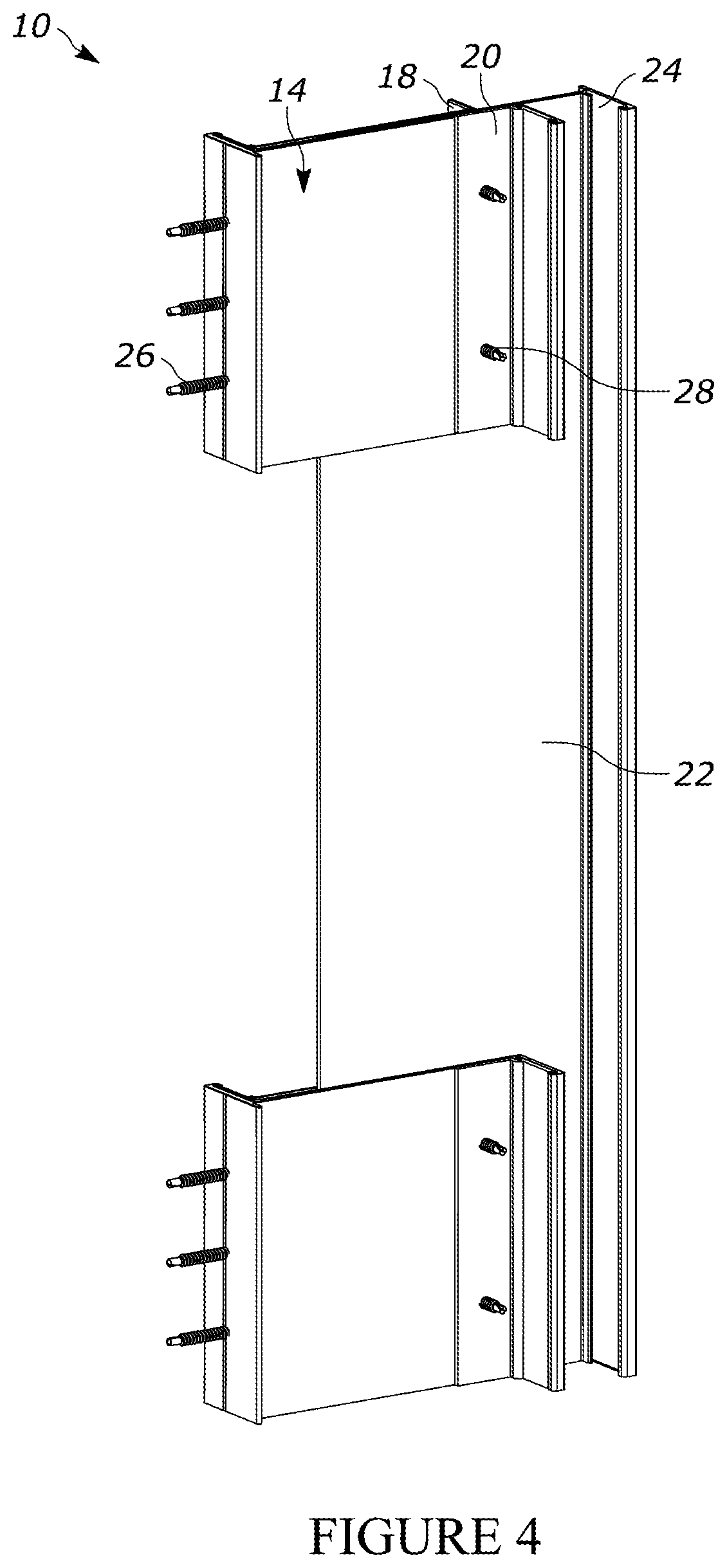 Patent US12345043 Figure 4 – Adjustable support system for a building structure and a wall structure having an adjustable support system