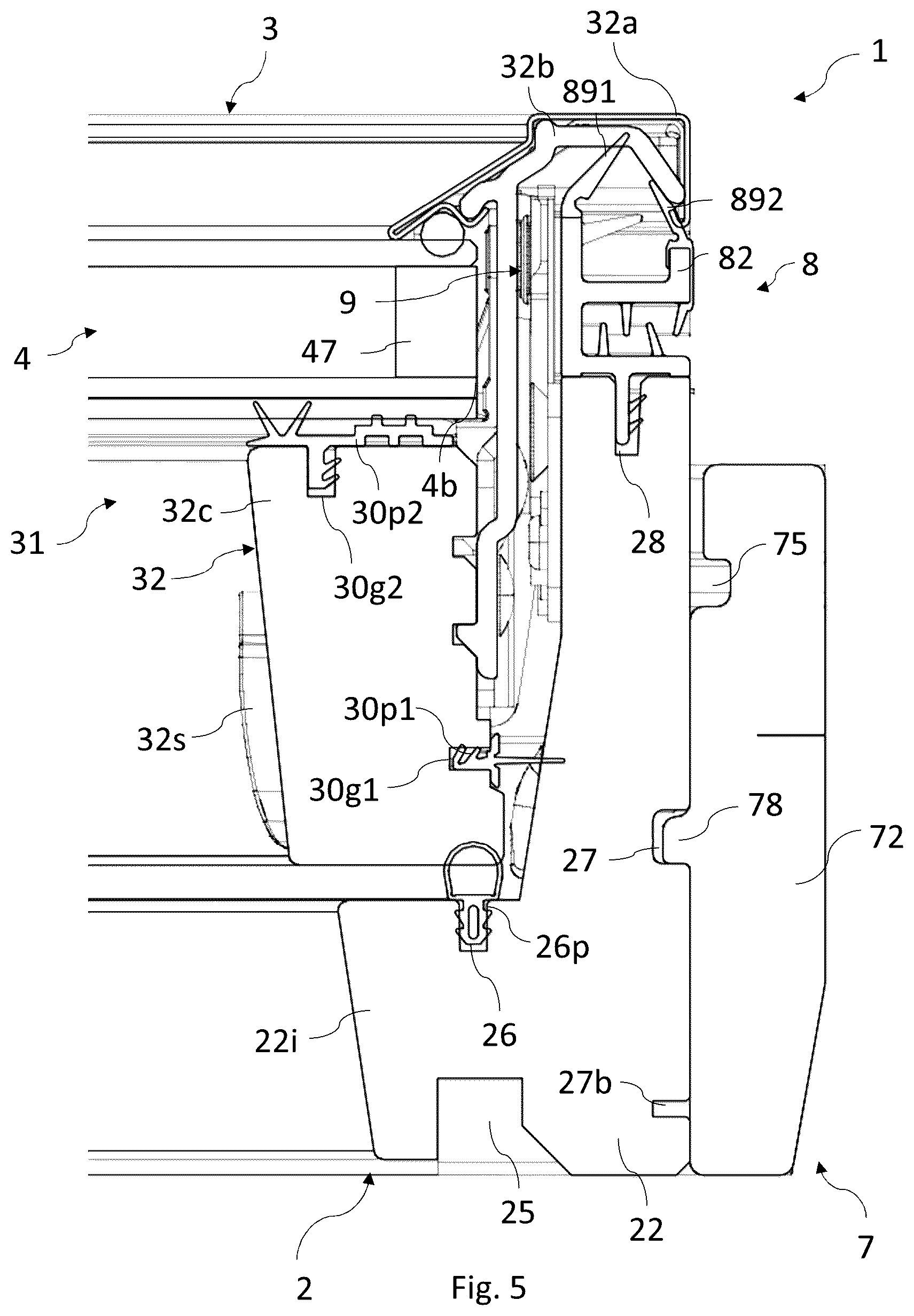 Patent US12345047 Figure 5 – Roof window comprising releasable components
