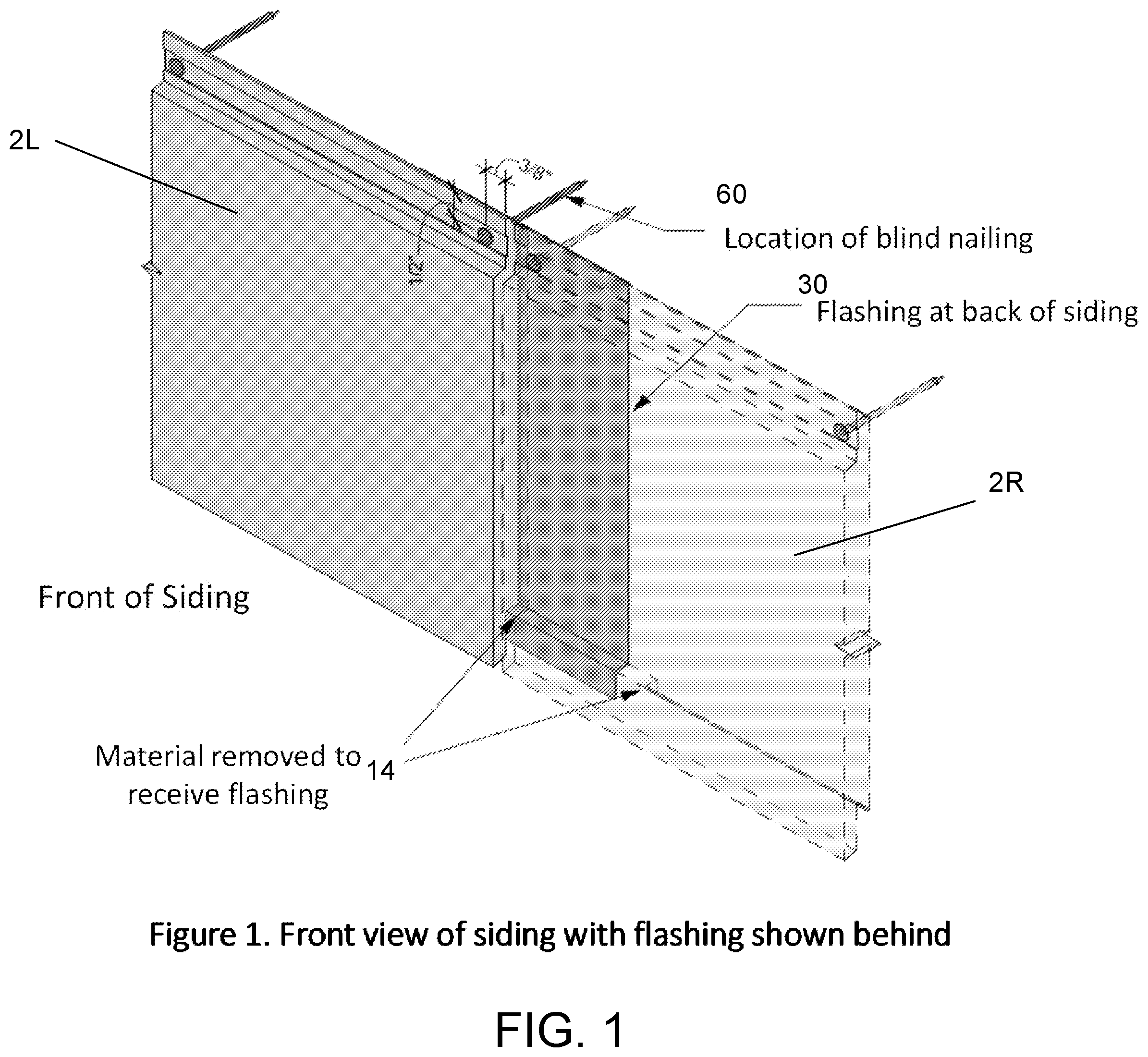 Patent US12345052 — System for flashing end joints of siding — Figure 1
