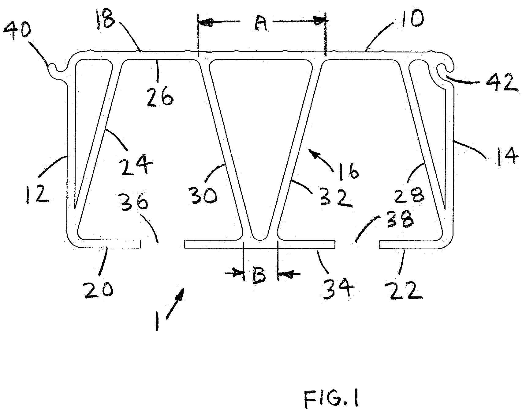 Patent US12345055 — Aluminum extruded plank — Figure 1