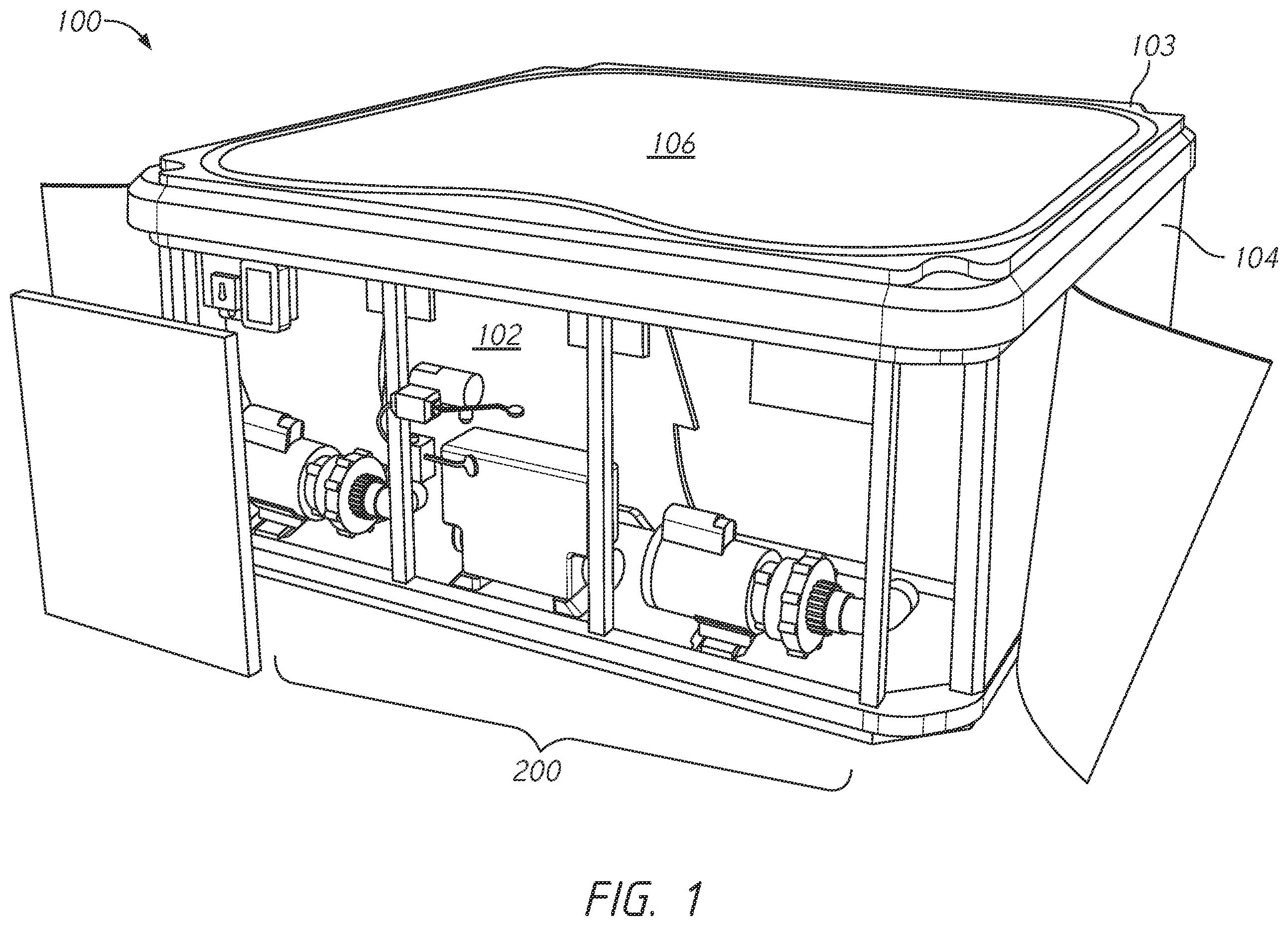 Patent US12345068 Figure 1 – Self-maintaining hot tub or spa