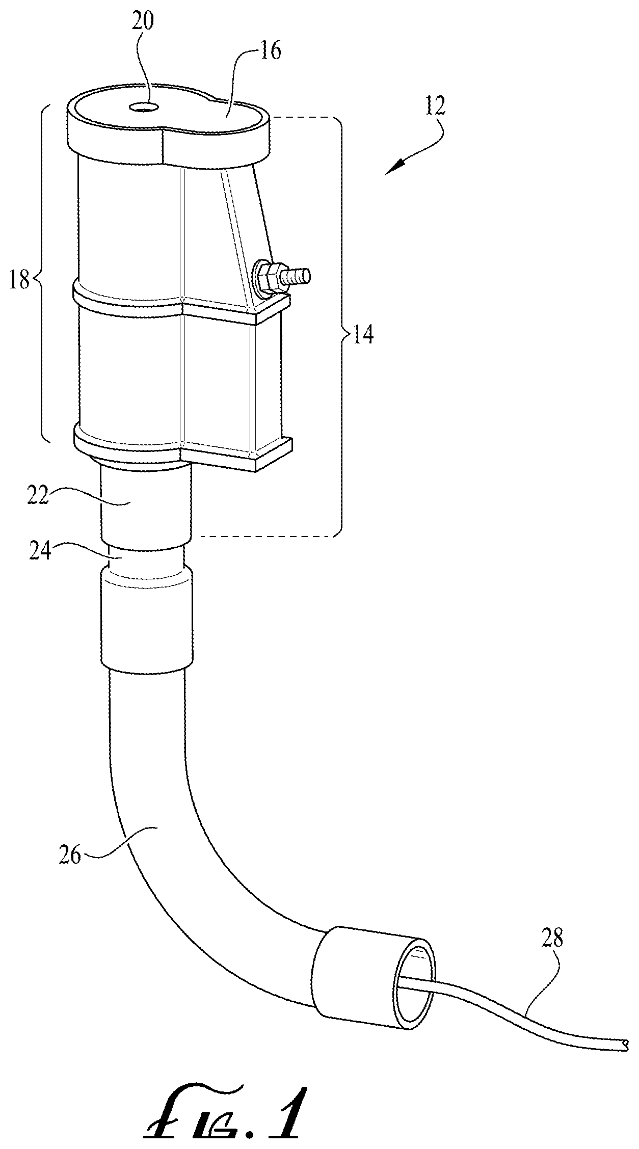Patent US12345069 — Deck or slab anchor housing power supply for pool and other high-moisture operating environment powered devices — Figure 1