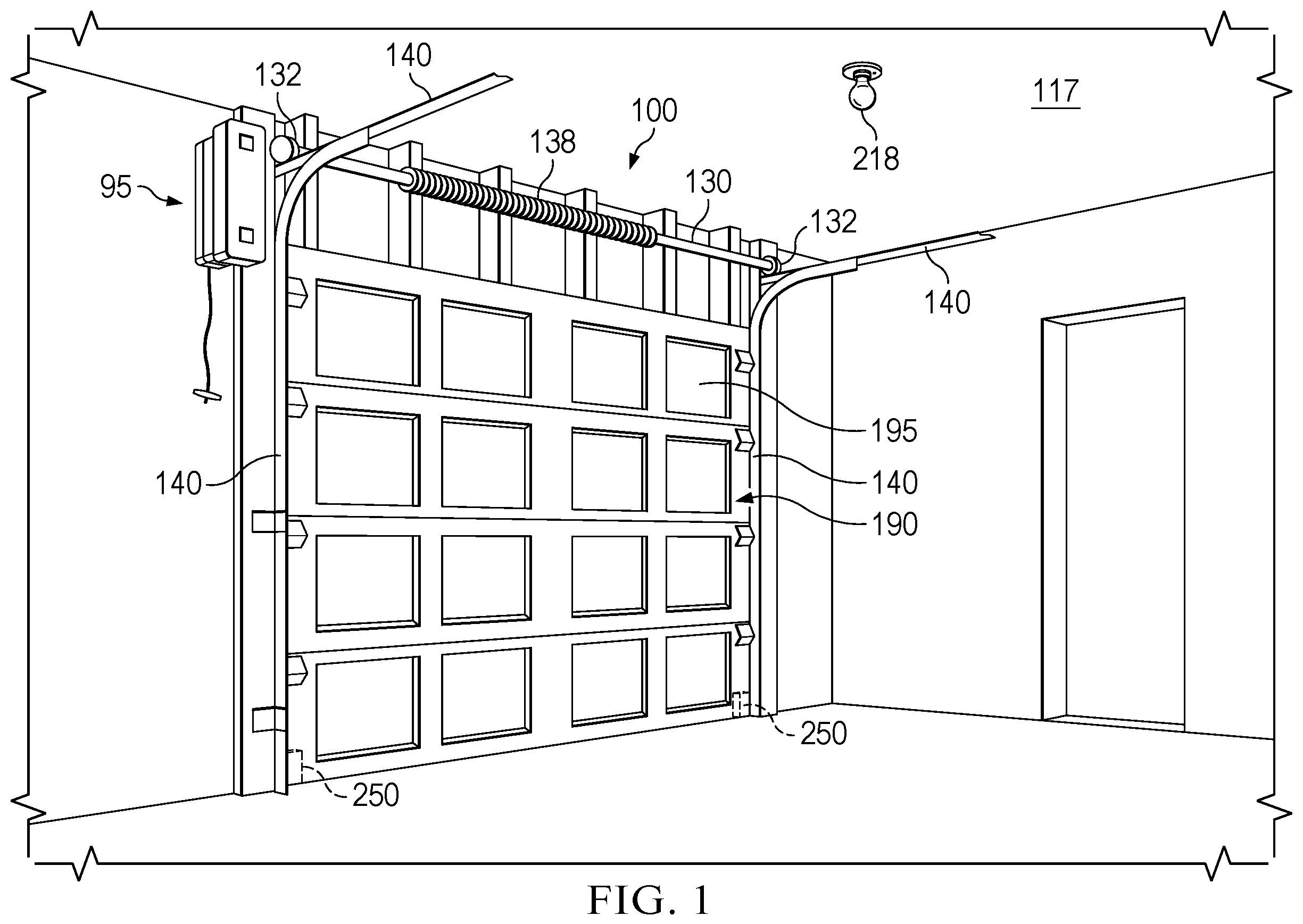 Patent US12345081 Figure 1 – Lower bracket and anchor system for a movable barrier
