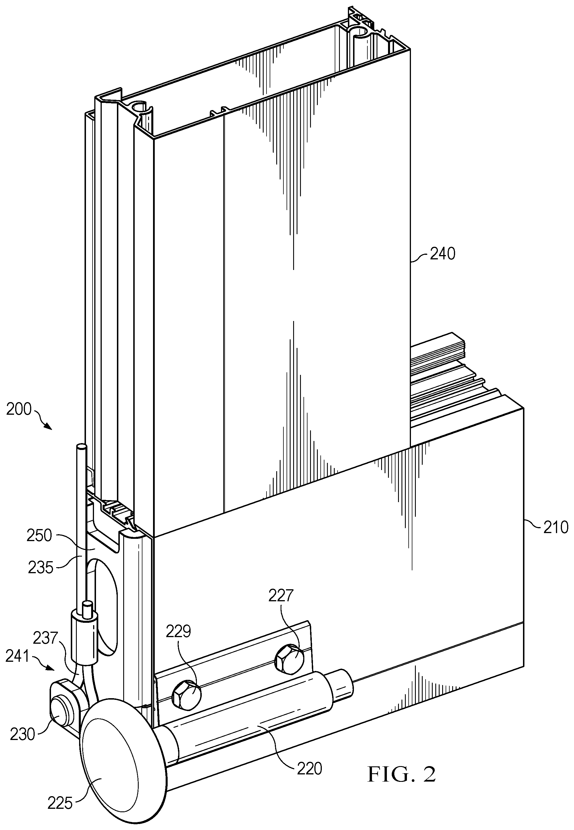 Patent US12345081 Figure 2 – Lower bracket and anchor system for a movable barrier