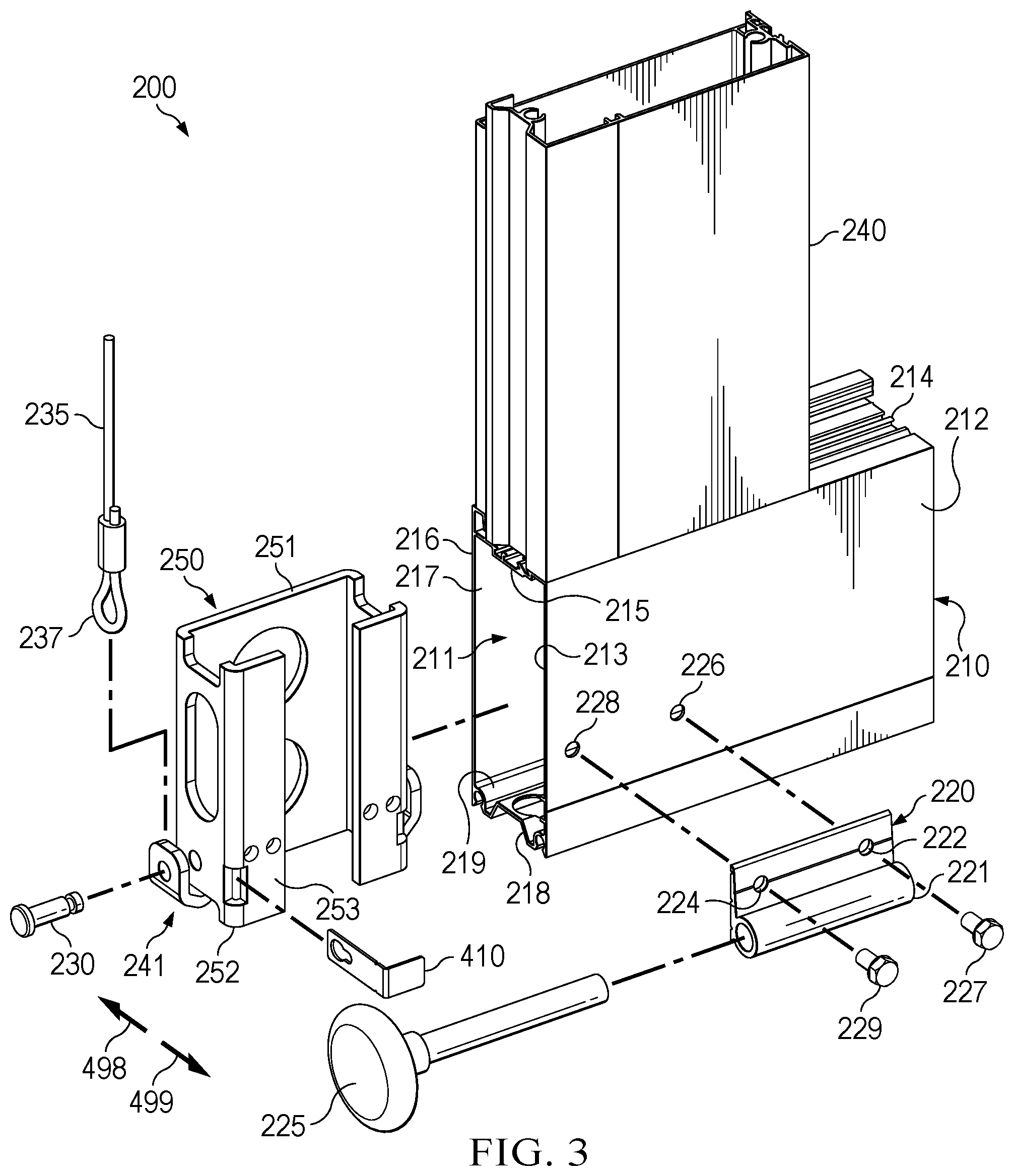 Patent US12345081 Figure 3 – Lower bracket and anchor system for a movable barrier