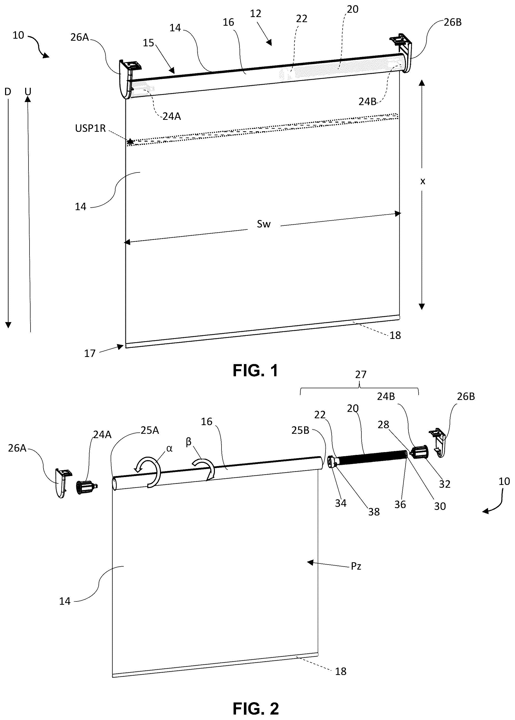 Patent US12345094 — Balanced spring-loaded roller blind, and a torsion spring, a method, and a system therefor — Figure 1