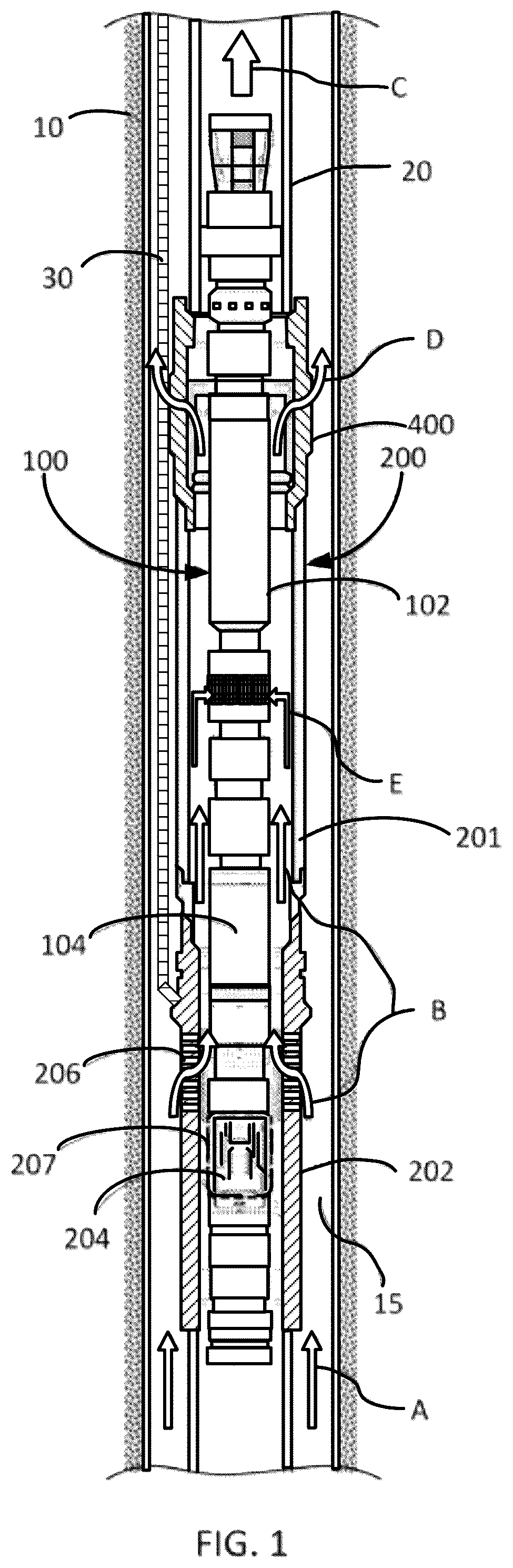 Patent US12345101 — System and method for well bore isolation of a retrievable motor assembly — Figure 1