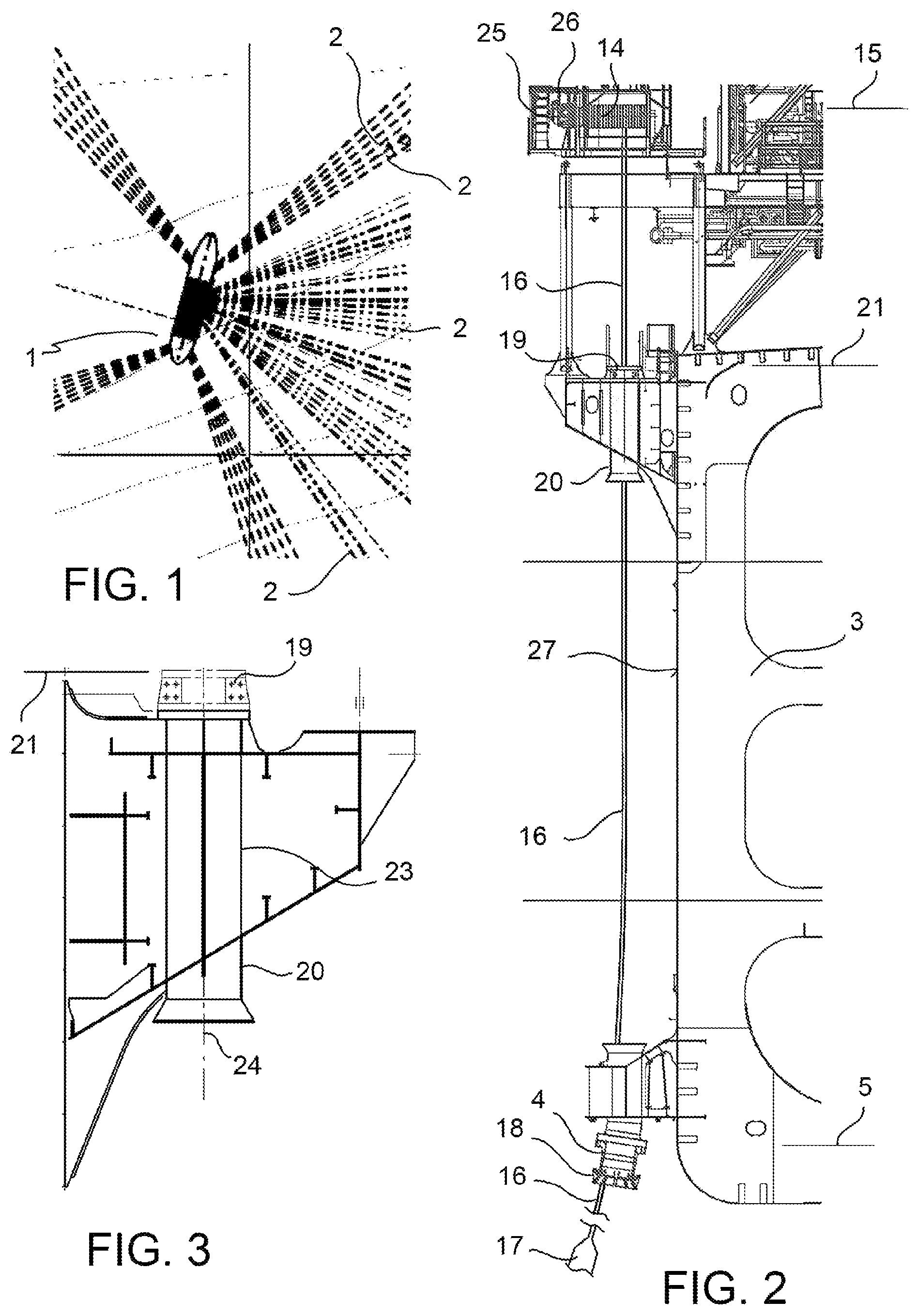 Patent US12345104 — Off shore rigid steel riser termination and fixation system to floating production storage offloading (FPSO) vessel — Figure 1