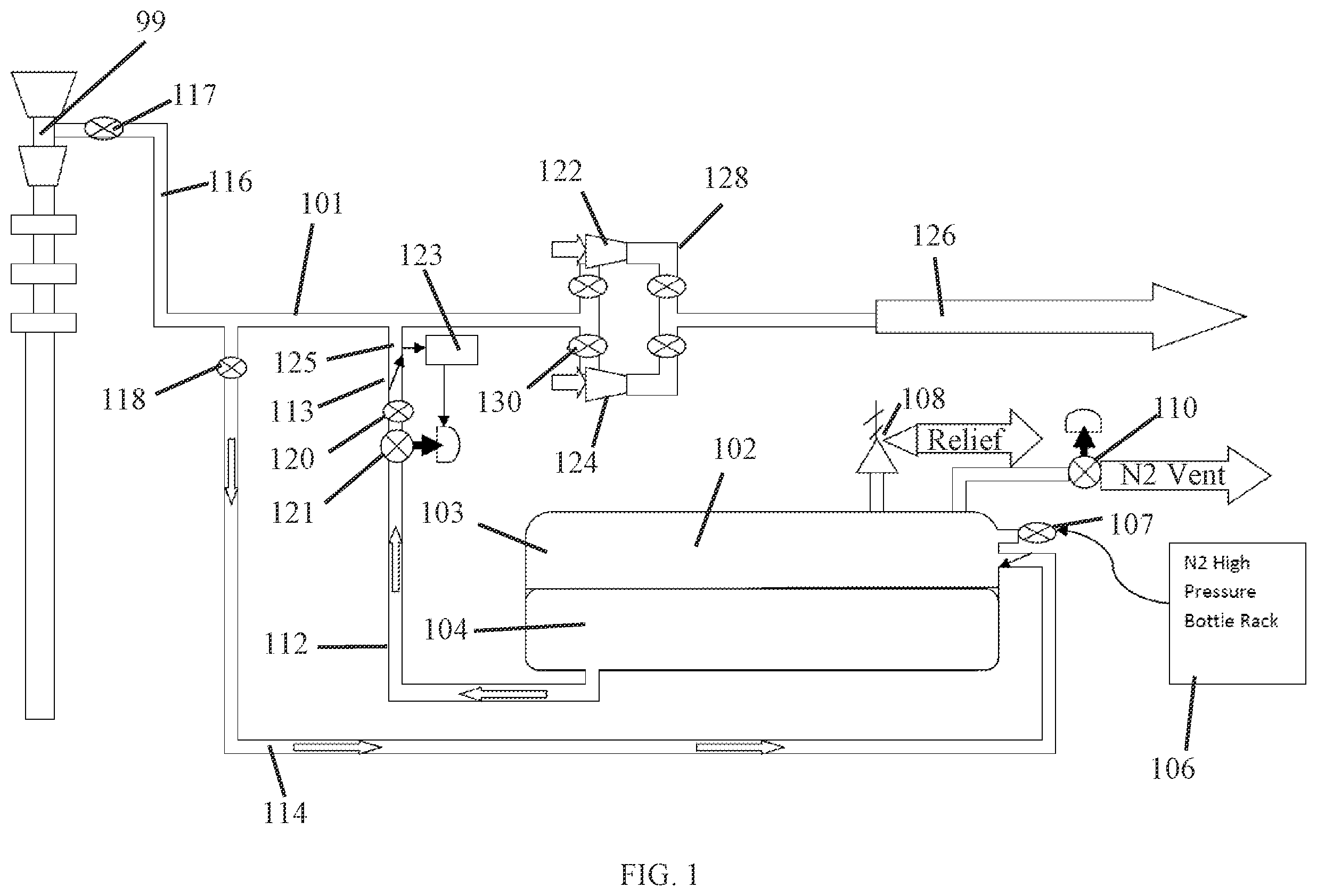 Patent US12345108 — Method and system for maintaining constant back pressure during managed pressure drilling — Figure 1
