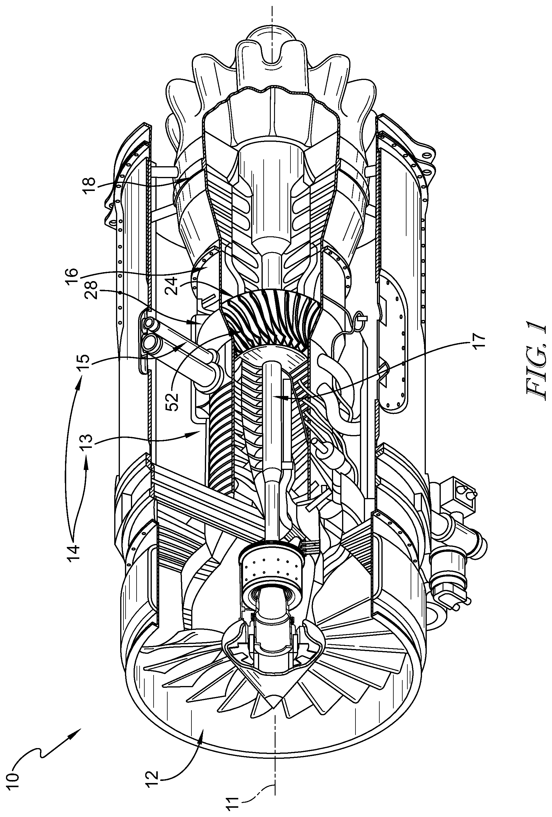 Patent US12345162 — Adjustable position impeller shroud for centrifugal compressors — Figure 1