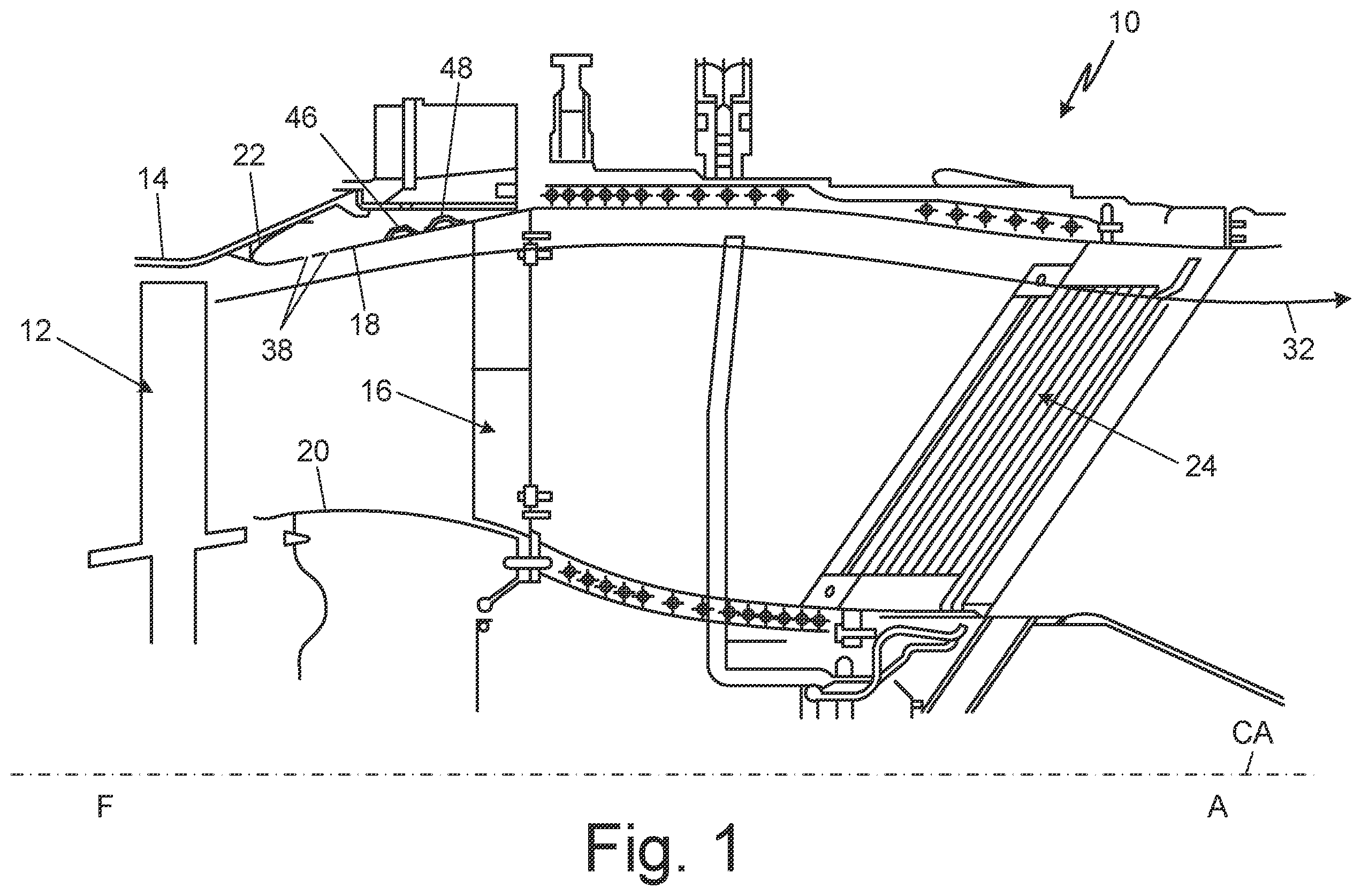 Patent US12345169 — Thermally compliant forward outer-diameter ring for a gas turbine engine — Figure 1