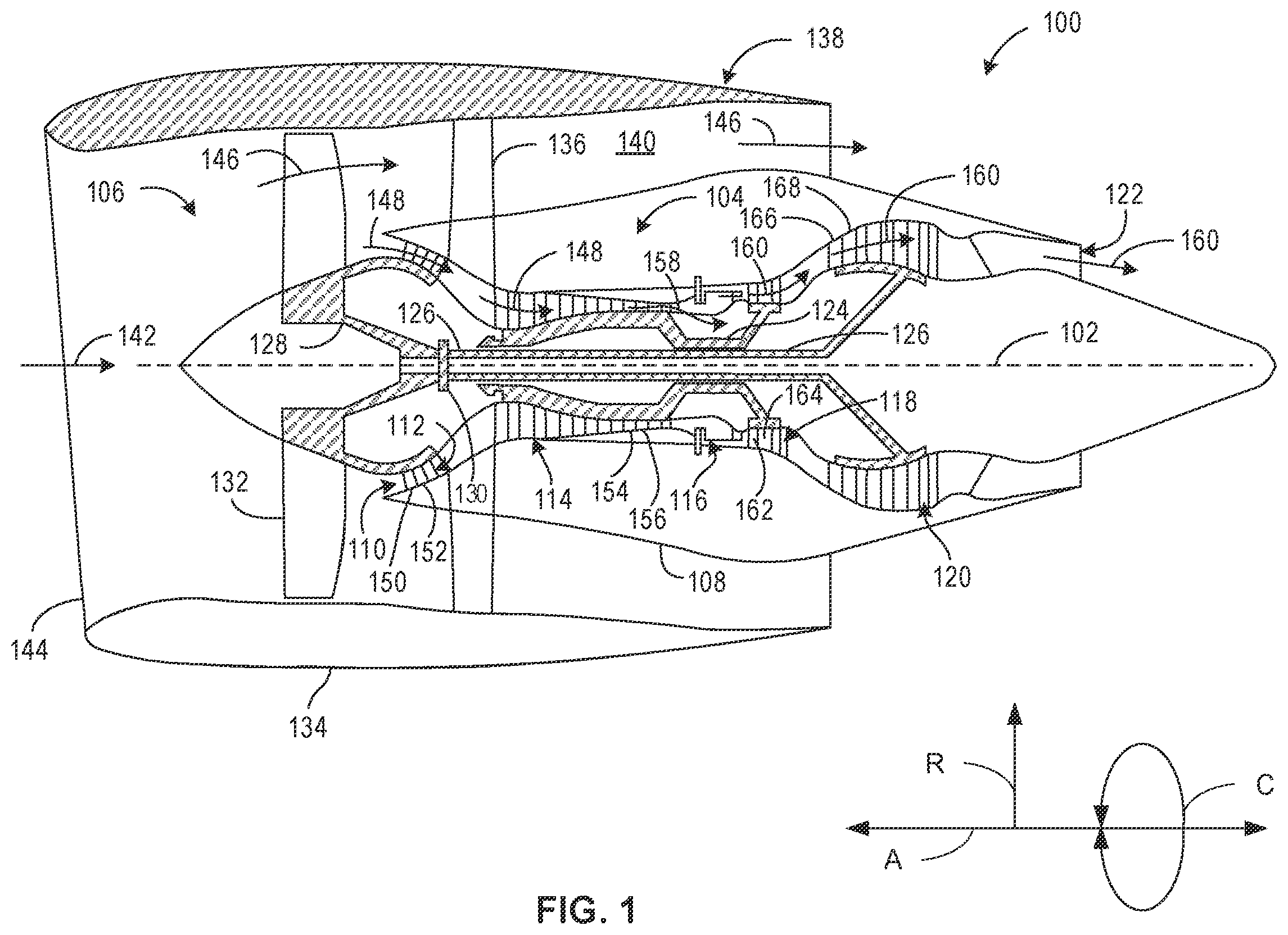 Patent US12345180 — Stator plenum for a gas turbine engine — Figure 1