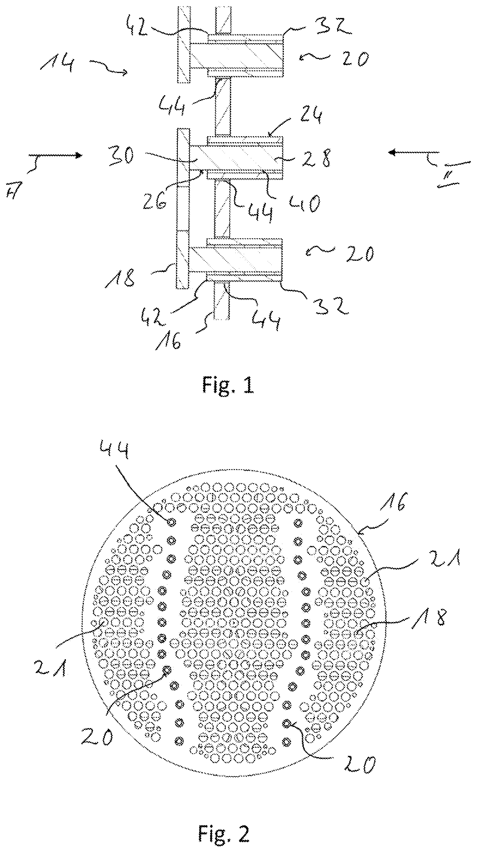 Patent US12345190 — Support unit for supporting a heating conductor of an exhaust gas heater on a carrier structure — Figure 1