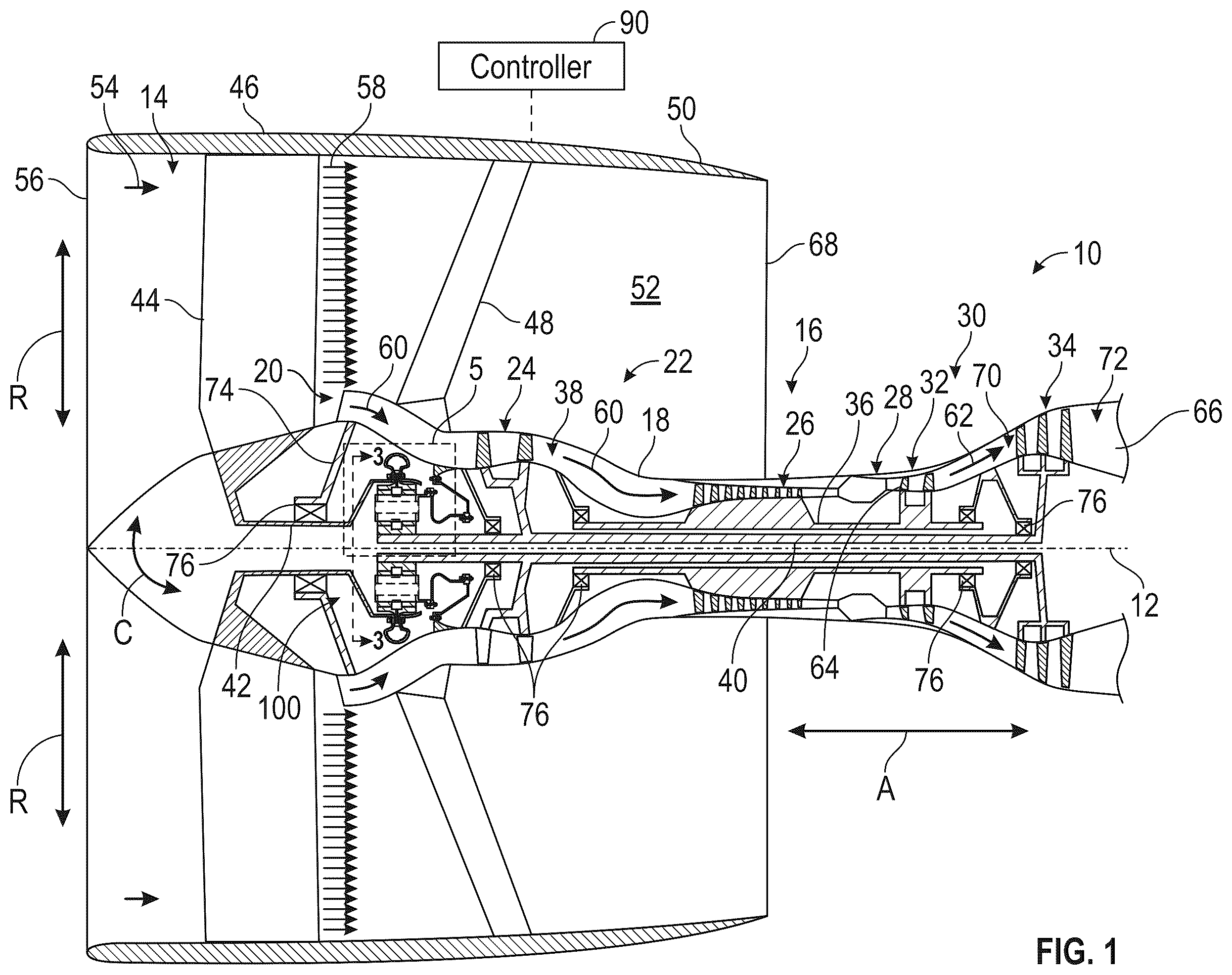 Patent US12345201 — Gearbox assembly with lubricant extraction volume ratio — Figure 1