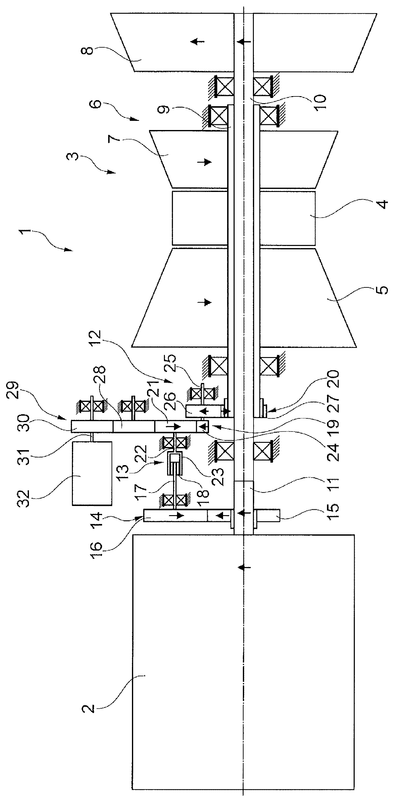 Patent US12345208 — Apparatus for generating electrical energy for an aircraft and aircraft — Figure 1