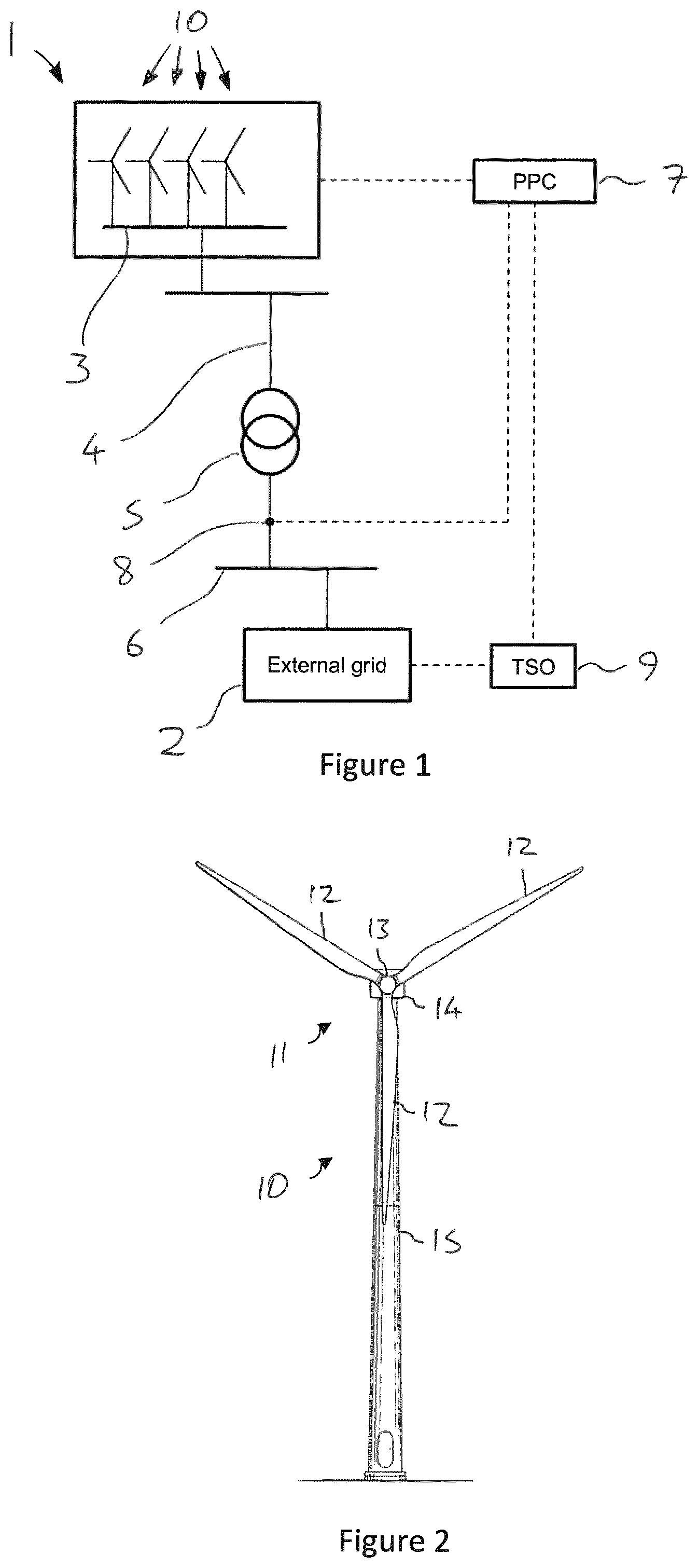 Patent US12345233 — Pitch control of wind turbine blades in a standby mode — Figure 1