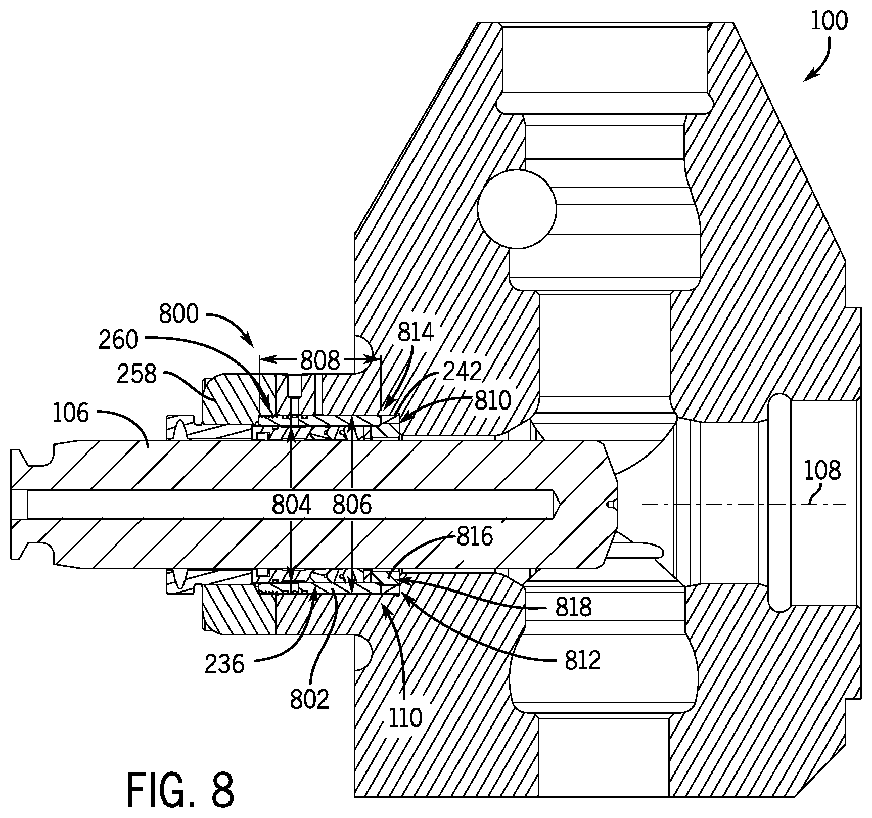 Patent US12345253 Figure 18 – Packing assembly with threaded sleeve for interaction with an installation tool