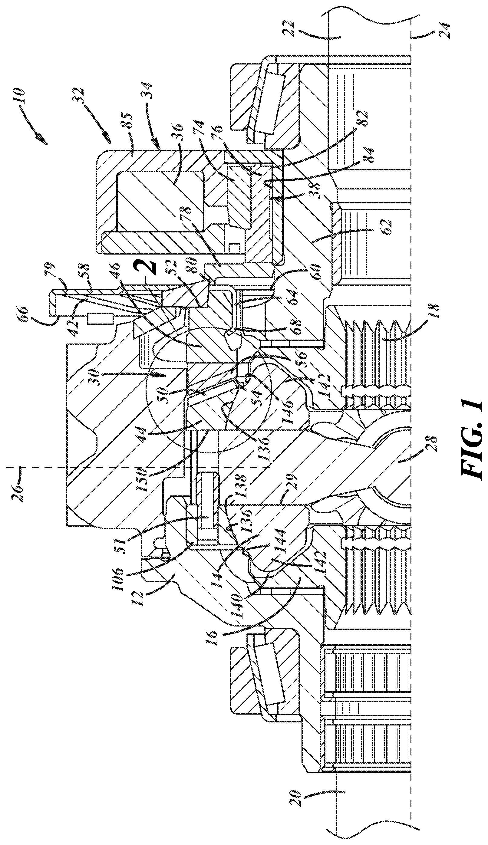 Patent US12345298 — Rotary power transmission device with clutch — Figure 1