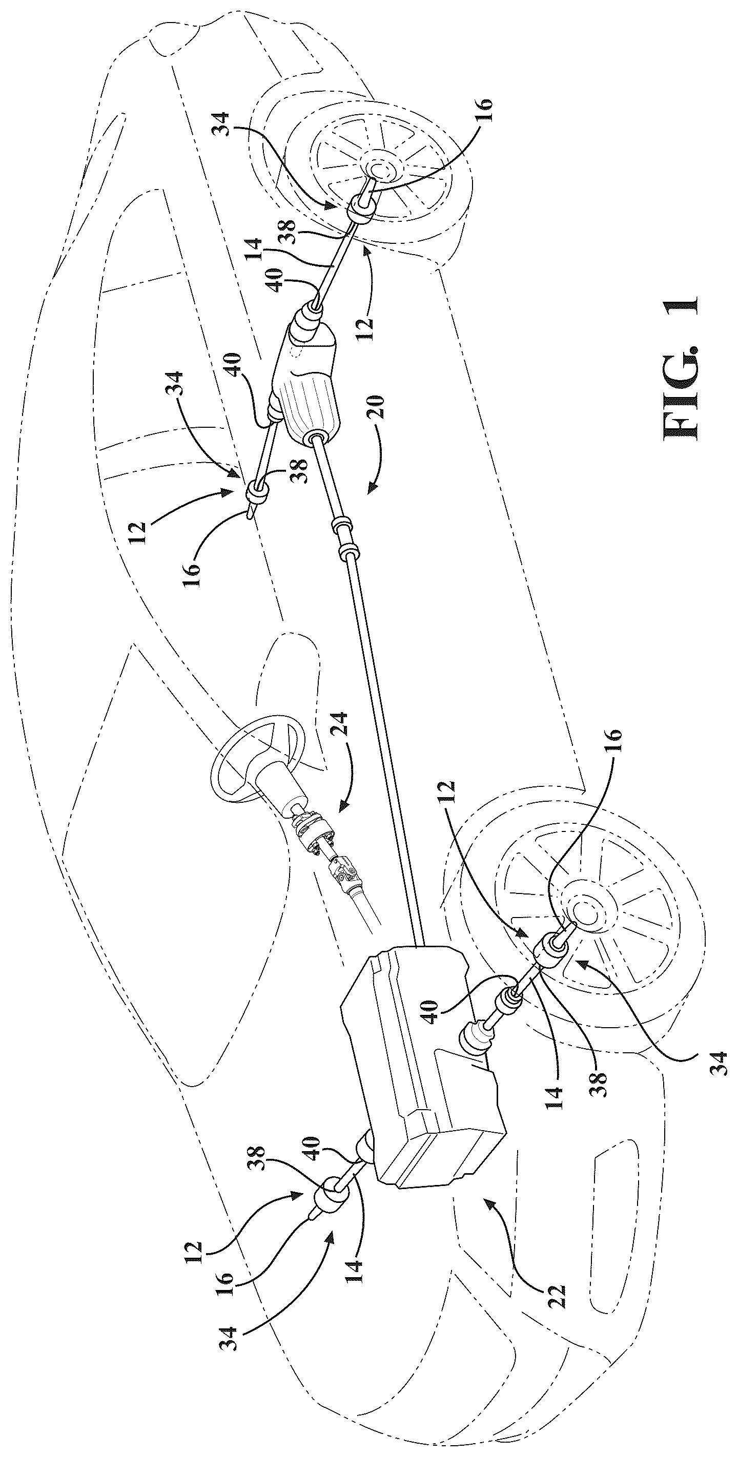 Patent US12345300 — Tapered minor diameter spline to increase strength and fatigue life — Figure 1