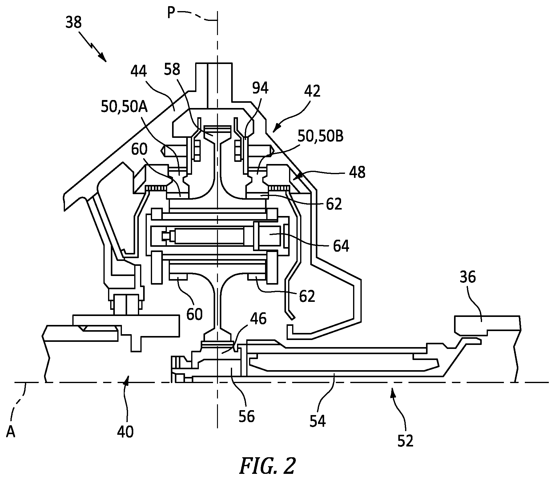 Patent US12345320 Figure 2 – Reduction gearbox for gas turbine engine with lubrication control system