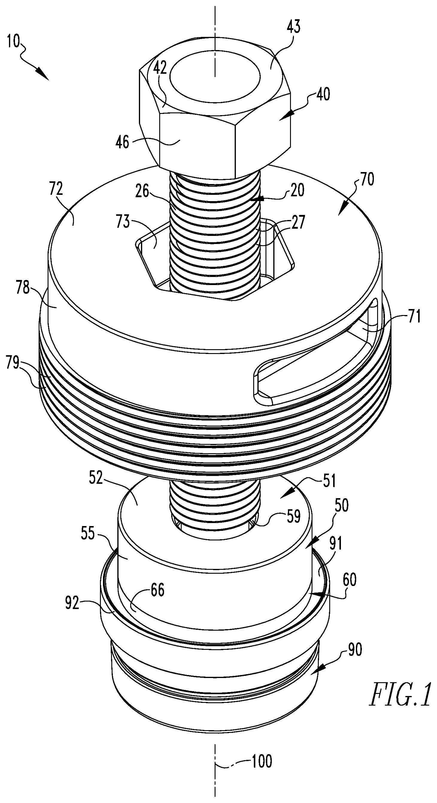Patent US12345338 Figure 1 – Valve seat installation tool system