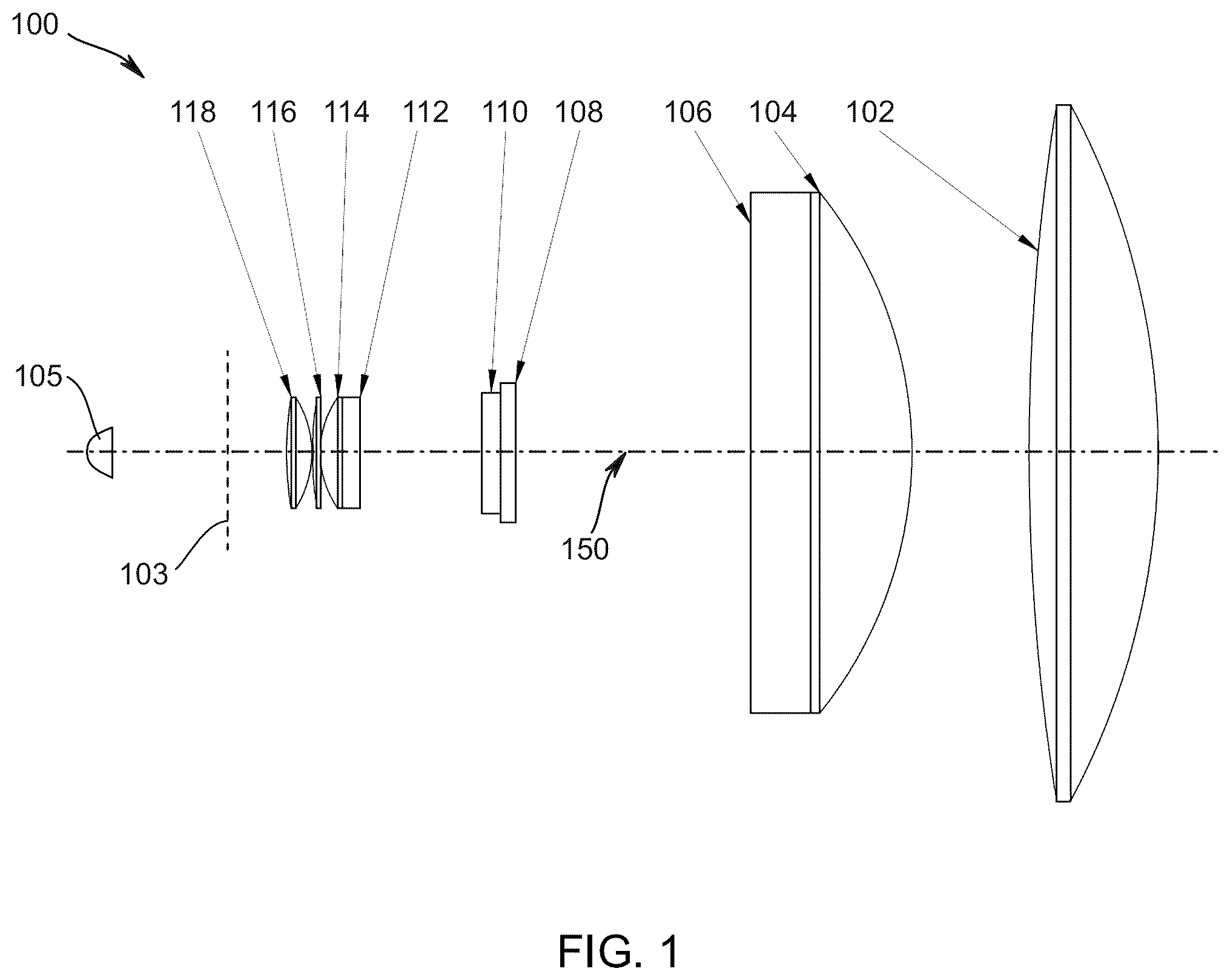 Patent US12345390 Figure 1 – Optical system for an automated luminaire