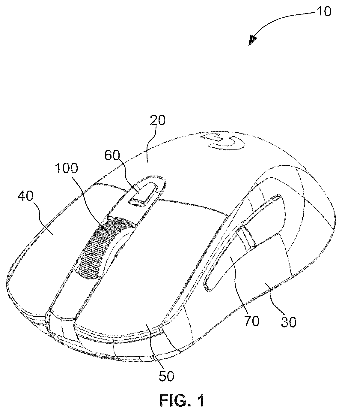Patent US12345402 — Scroll wheel with lighting — Figure 1