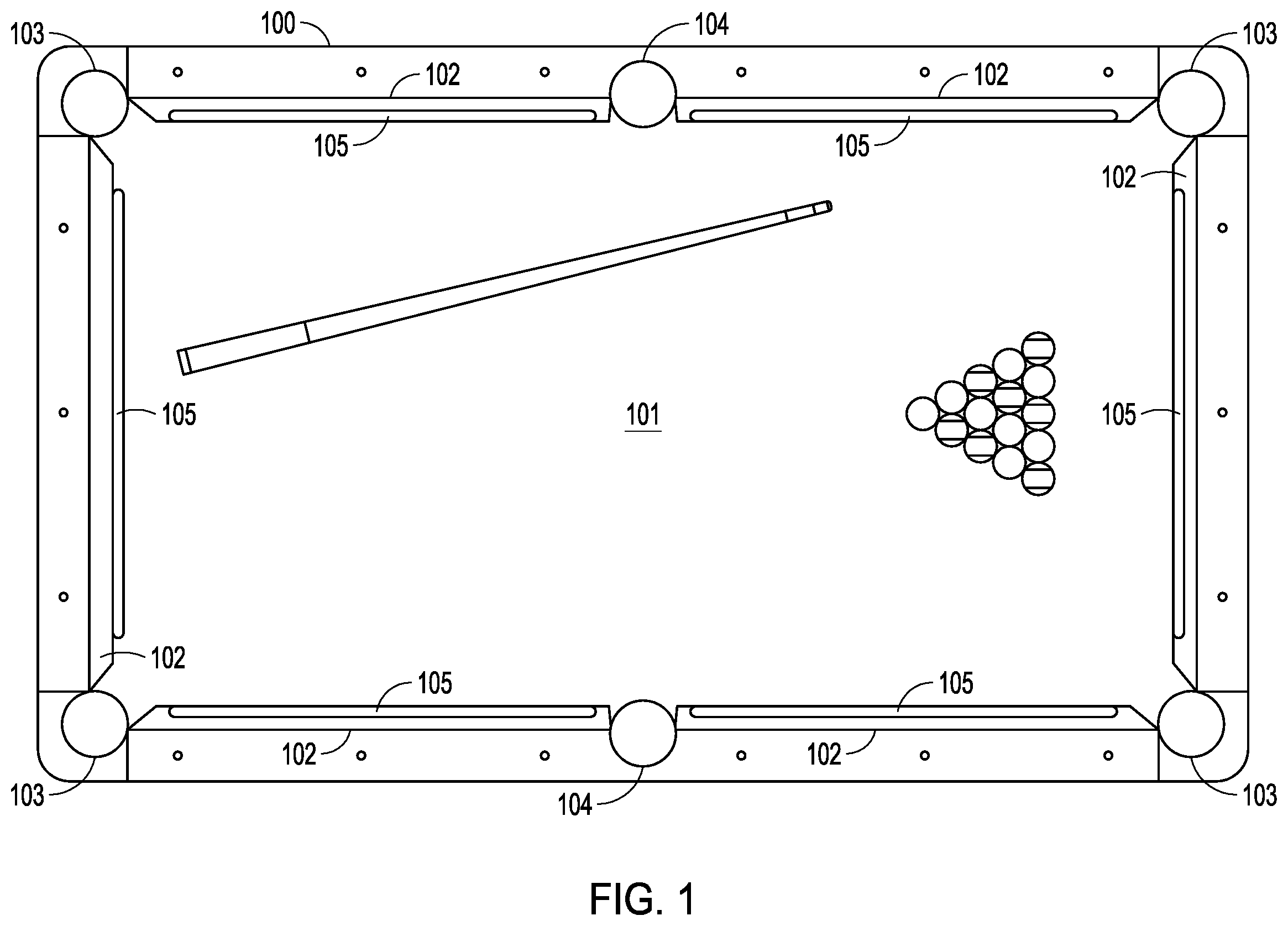 Patent US12345406 Figure 1 – Interactive LED system for enhancing billiard gameplay