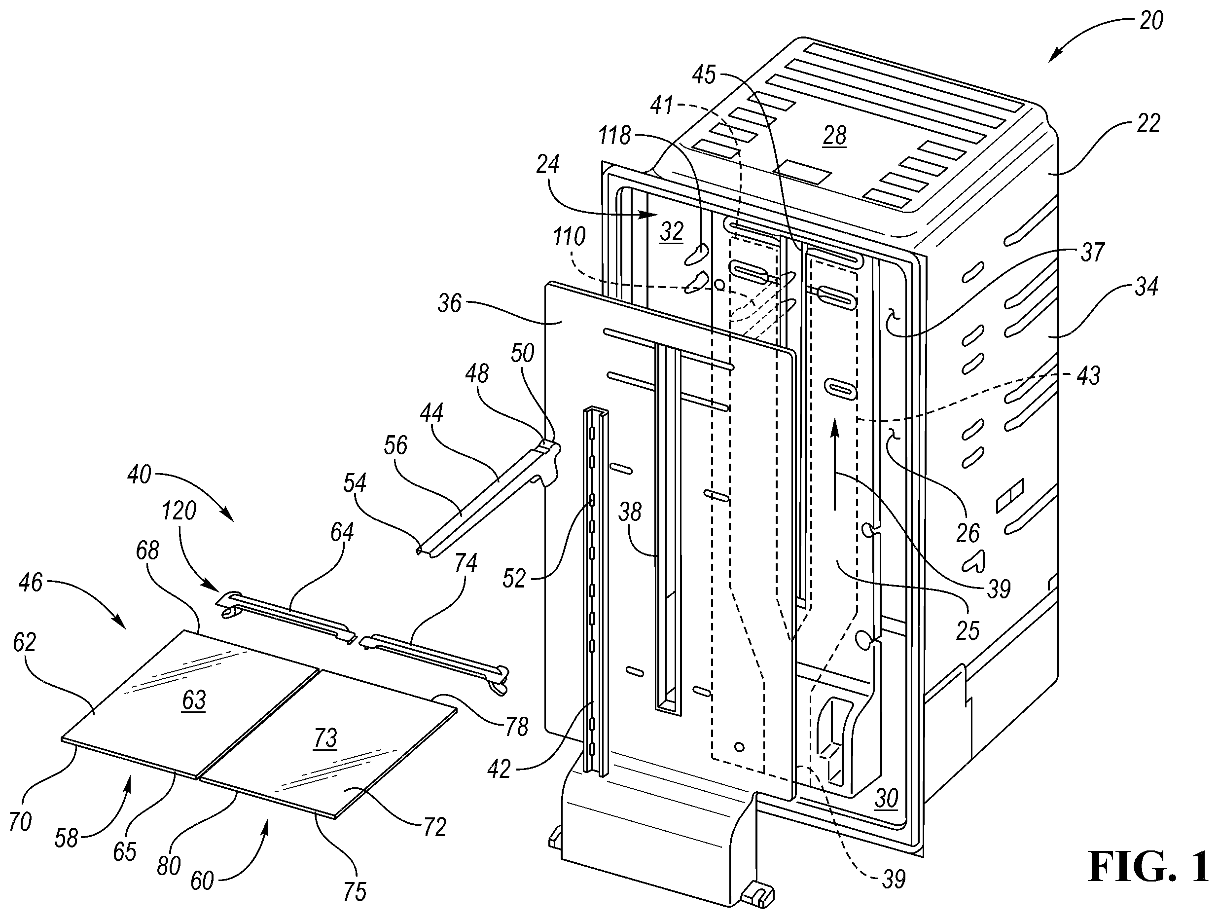 Patent US12345465 — Refrigerator appliance shelving system — Figure 1