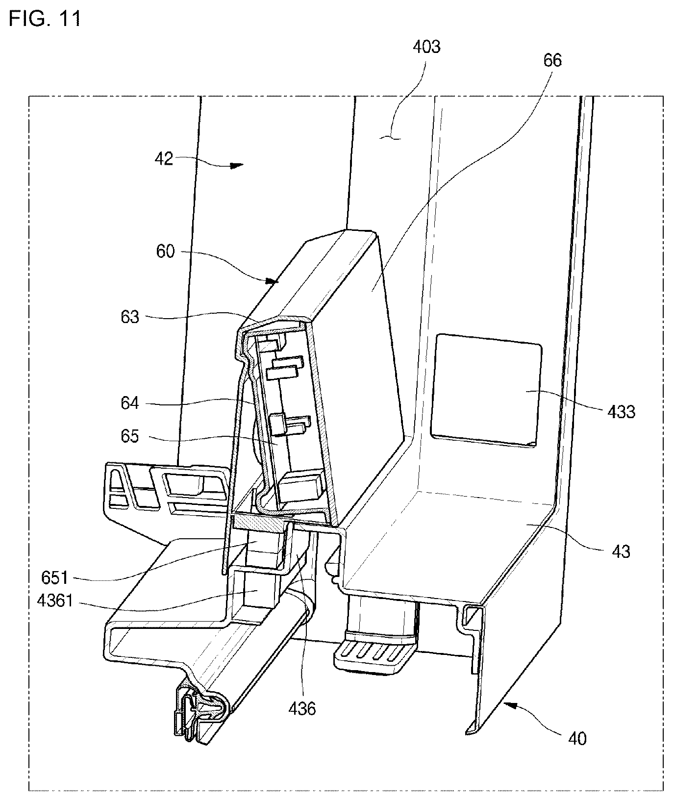 Patent US12345466 Figure 11 – Refrigerator having panel assembly