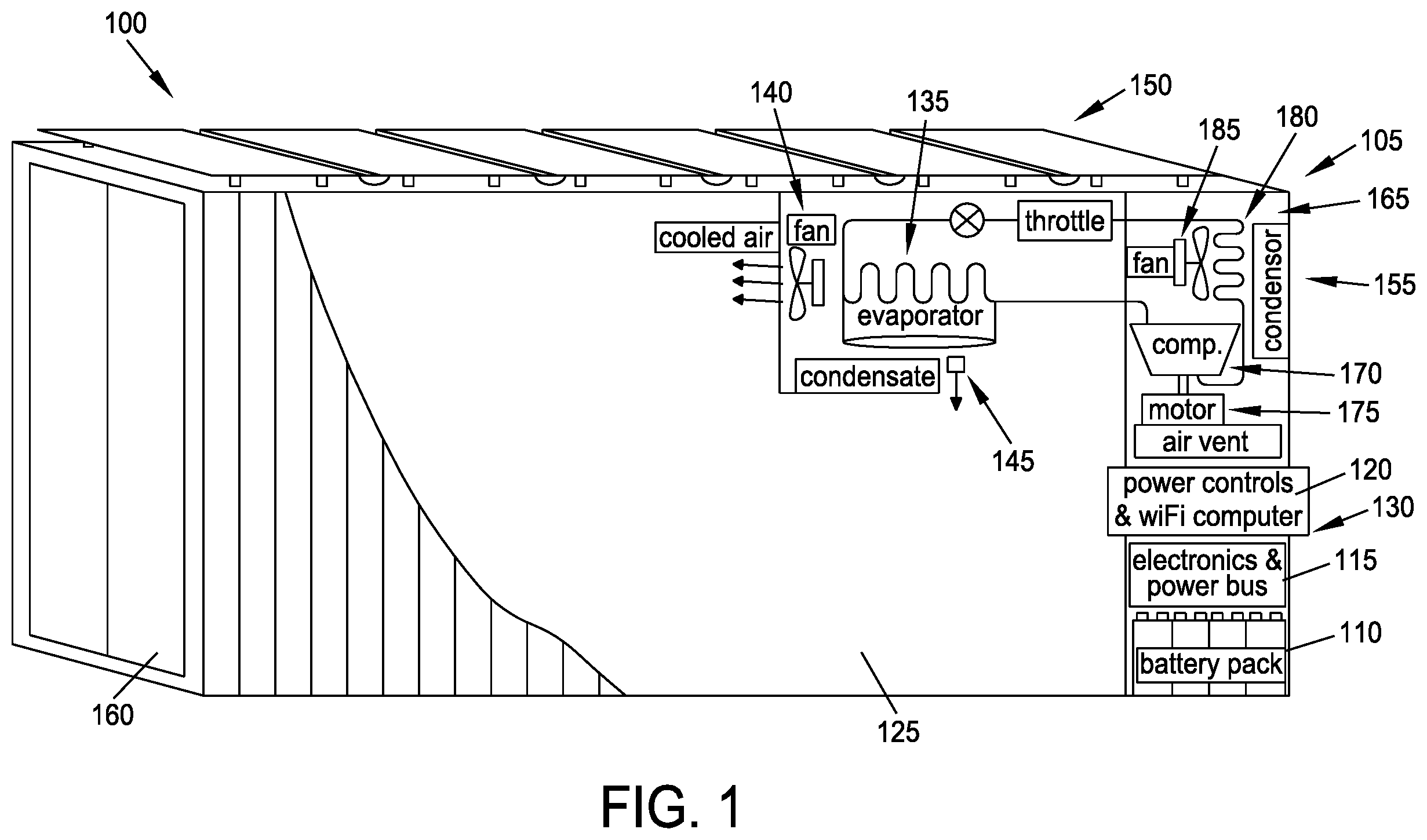 Patent US12345468 — Thermal management for solar-powered off-grid refrigeration — Figure 1