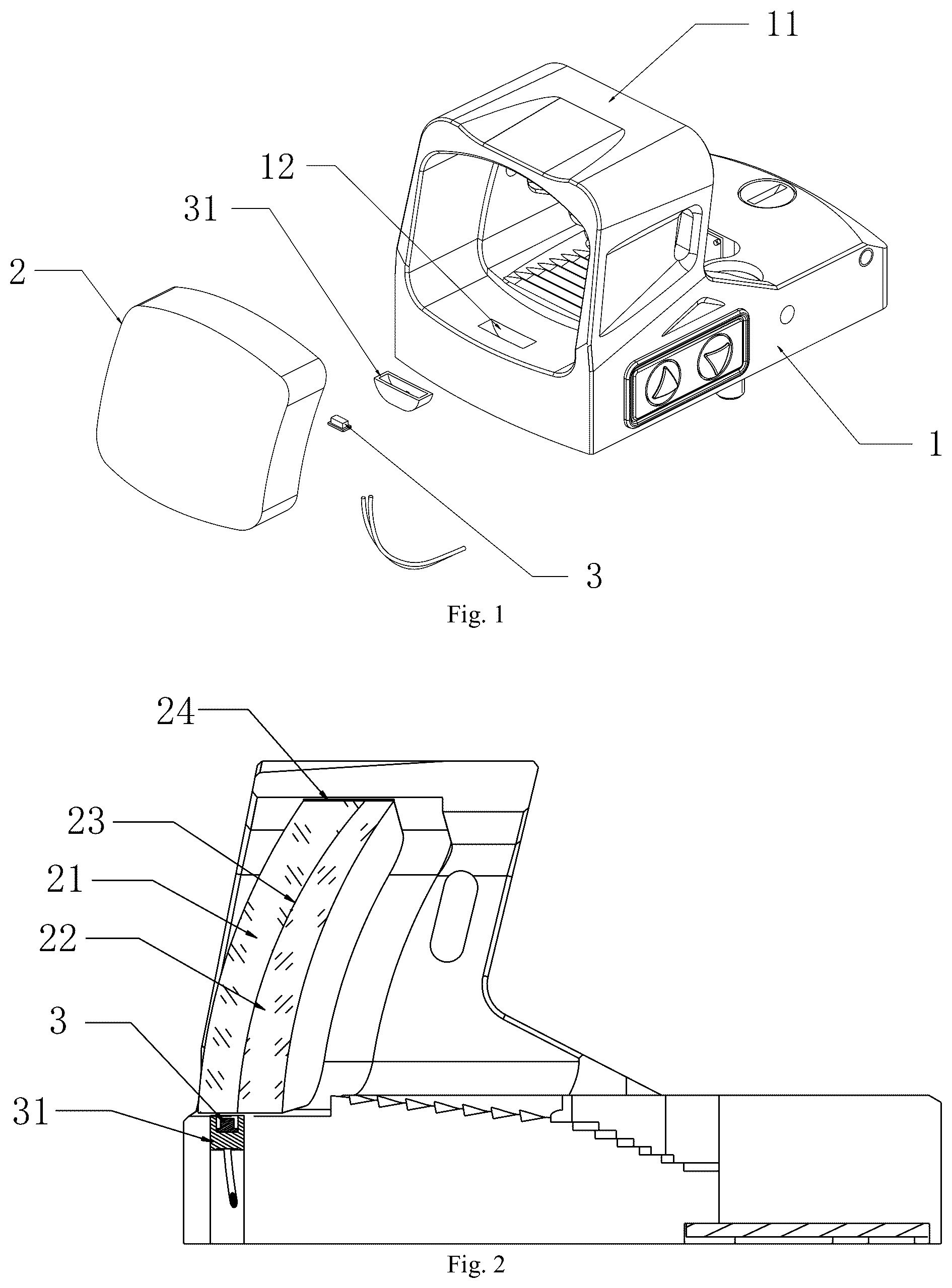 Patent US12345503 Figure 1 – Automatic light-adjusting structure for red dot sight