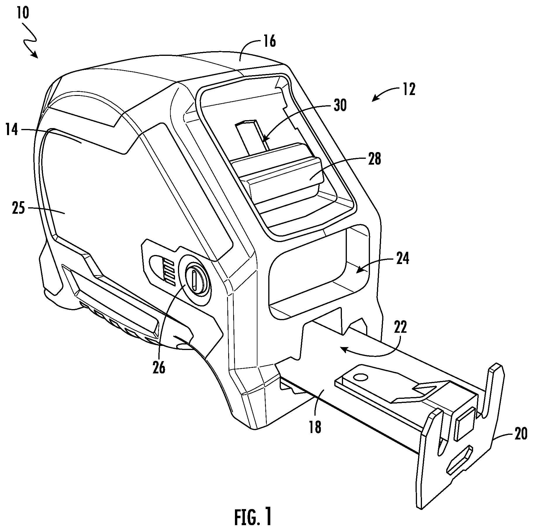 Patent US12345525 Figure 1 – Tape measure with light