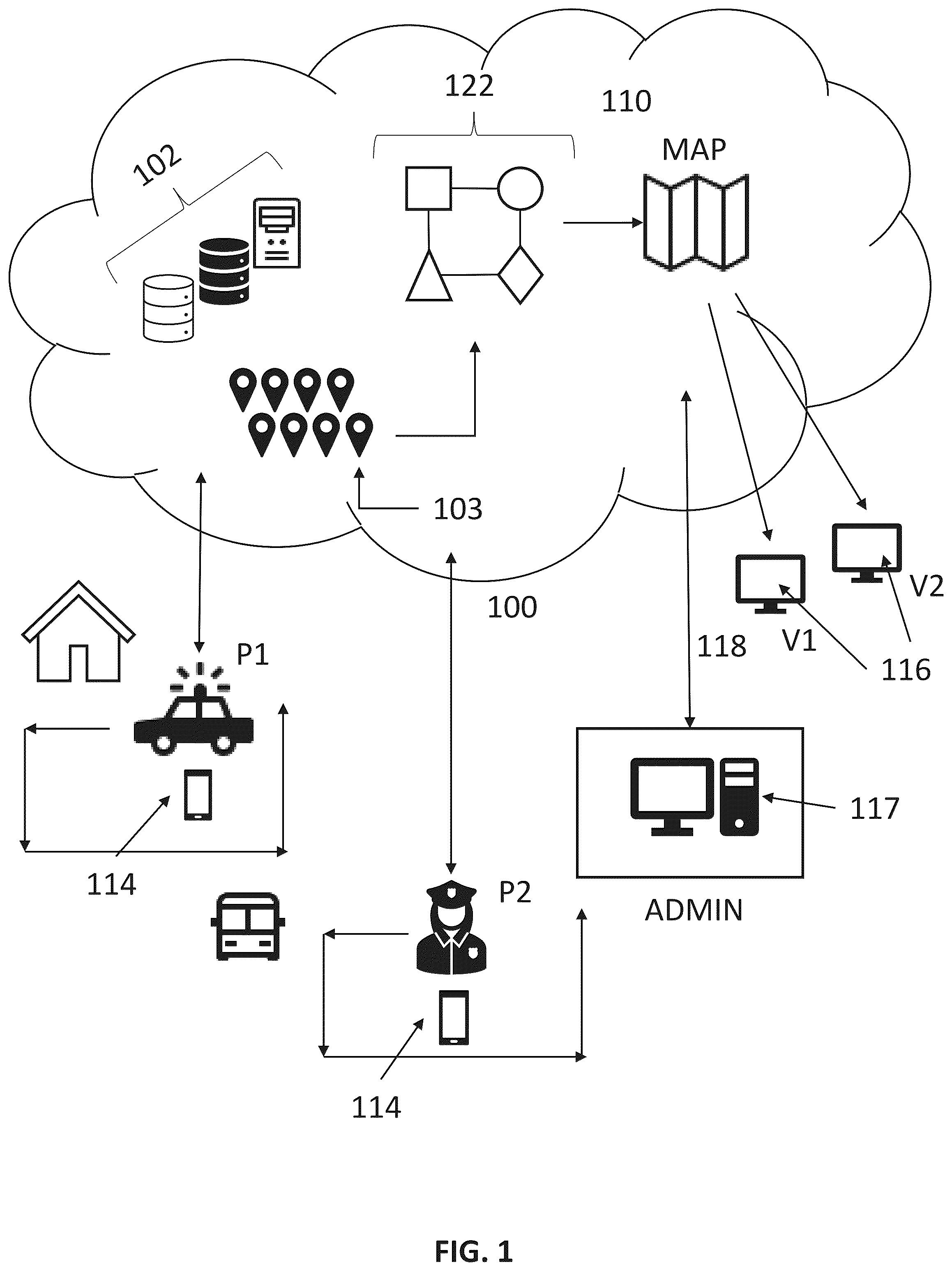 Patent US12345543 — Patrol management system — Figure 1
