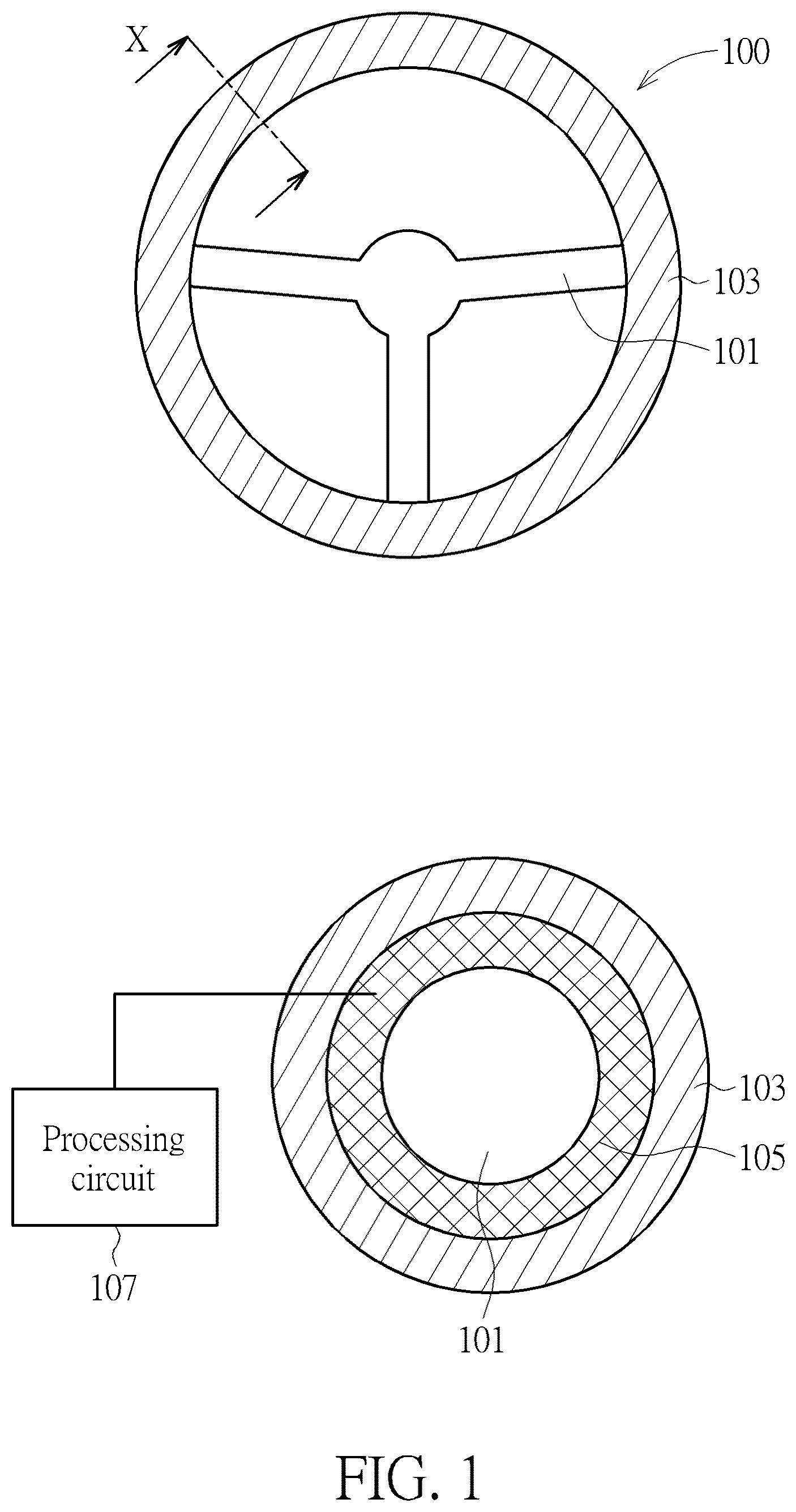 Patent US12345552 Figure 1 – Flexible capacitive touch sensing device and HOD device