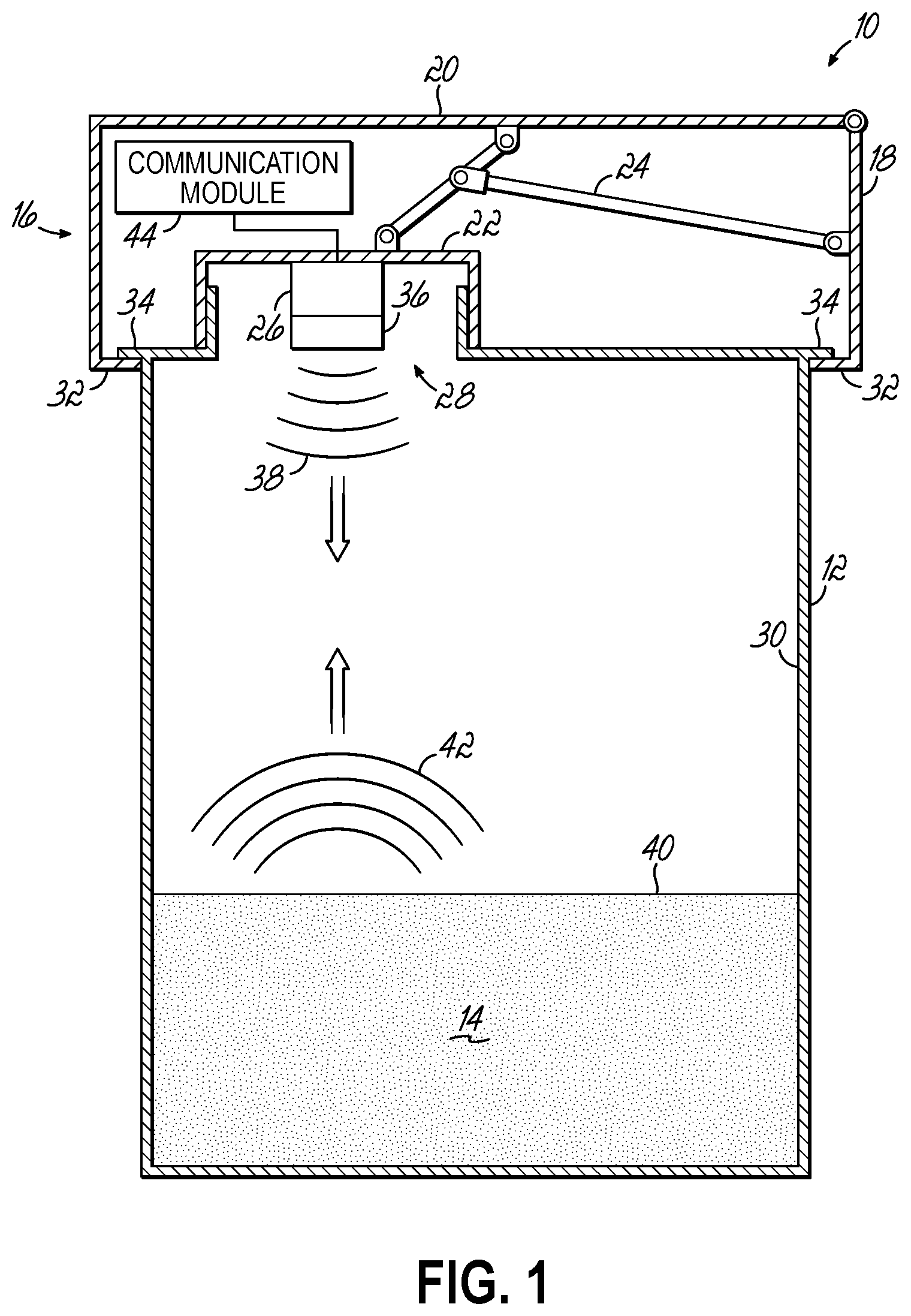 Patent US12345558 Figure 1 – Product reservoir including intelligent level sensor