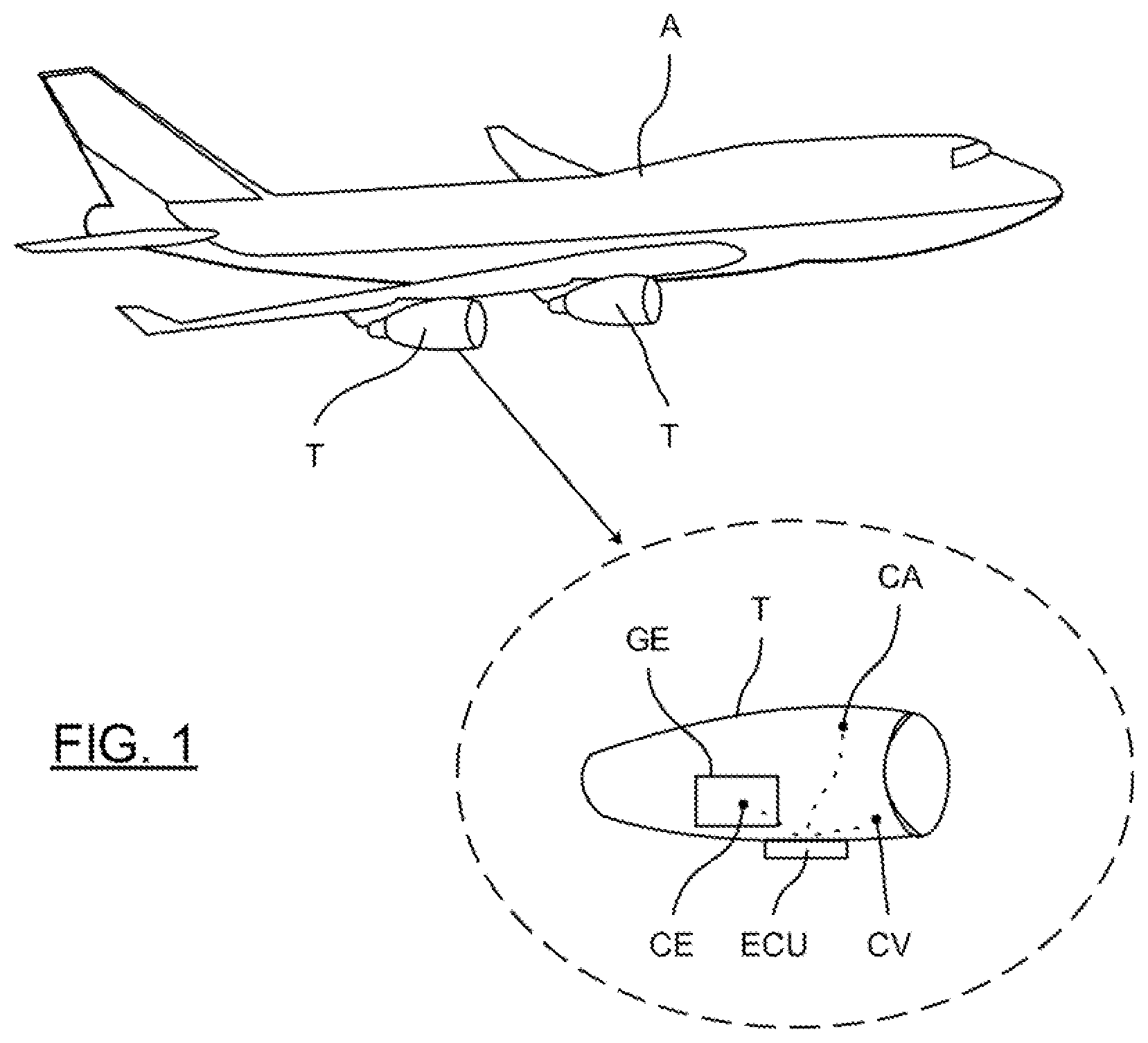 Patent US12345601 — Method and system for determining one or more defects in a rotating machine of an aircraft — Figure 1