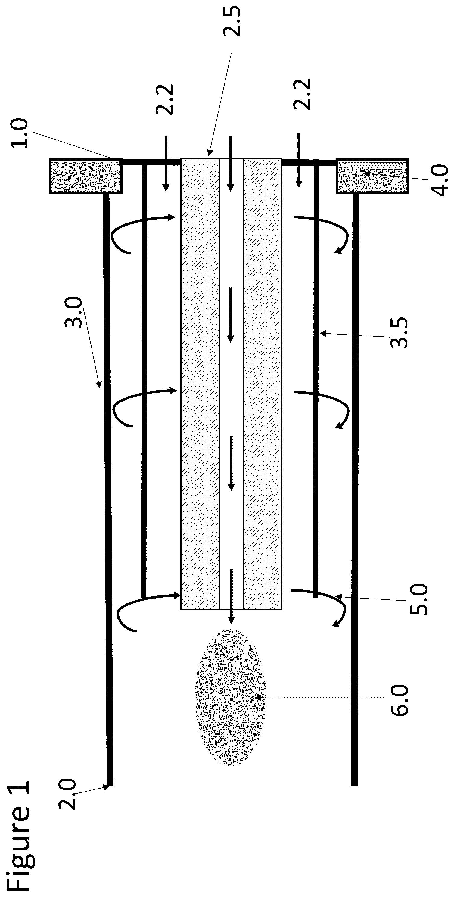 Patent US12345650 — Inductively coupled plasma torch with reverse vortex flow and method of operation — Figure 1
