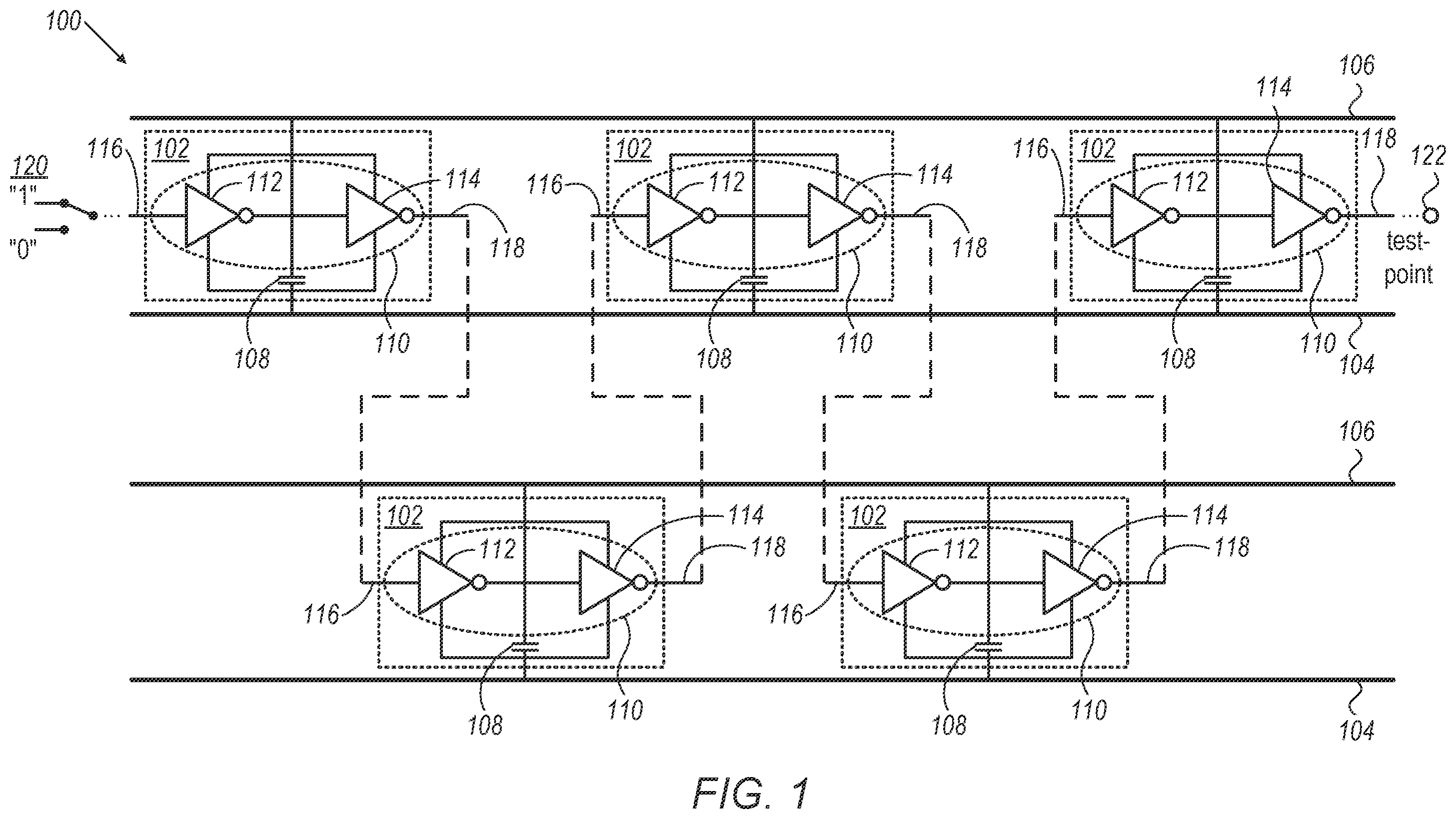 Patent US12345757 Figure 1 – Decoupling cells testability