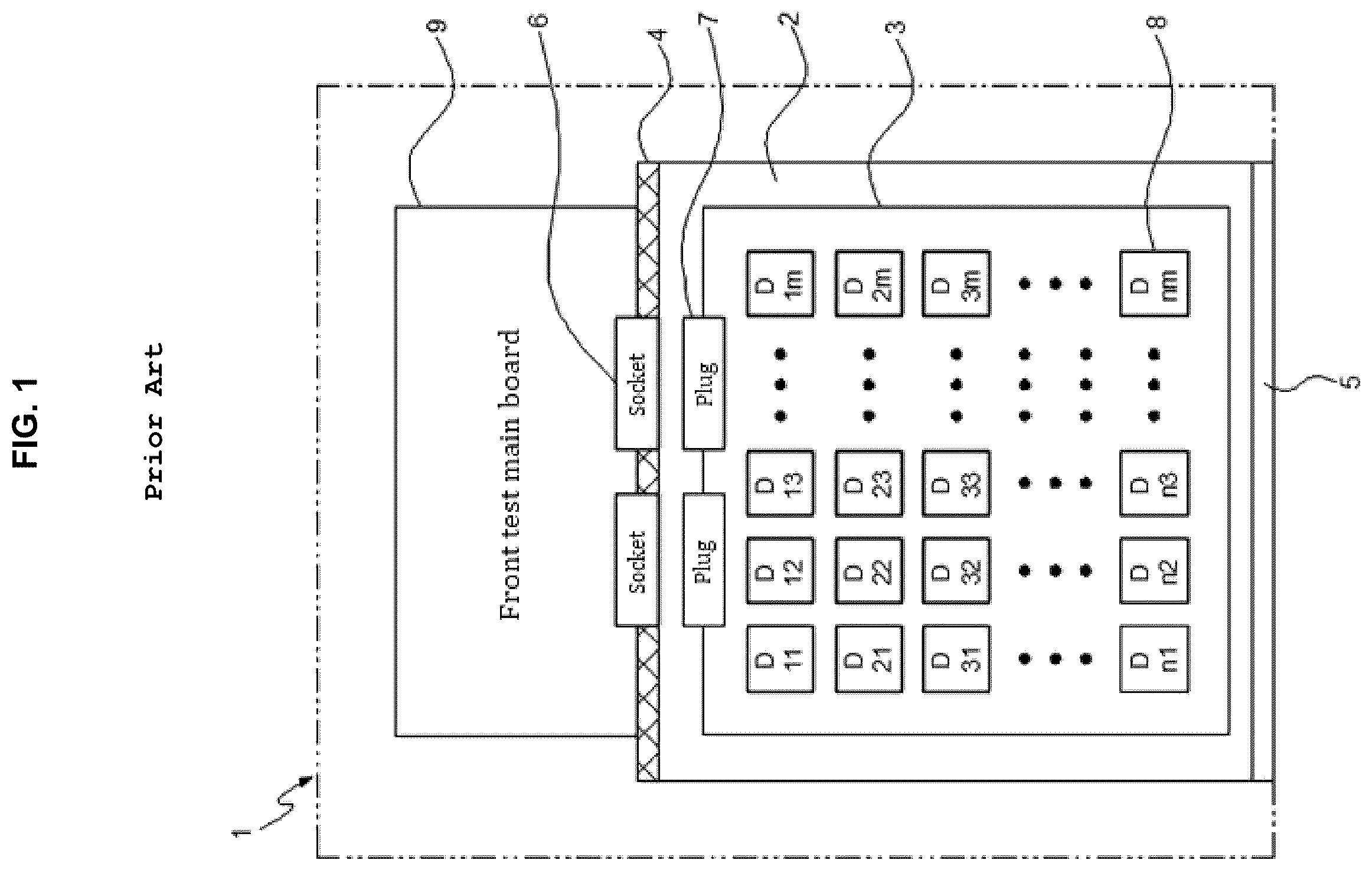 Patent US12345758 — Burn-in system with multiple plugs on the test board — Figure 1