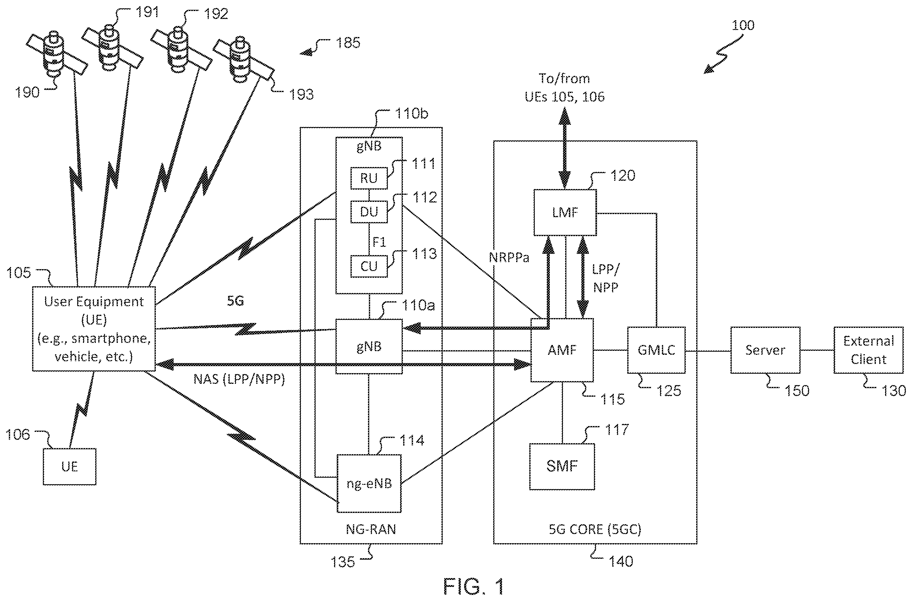 Patent US12345799 — Reported mobile device location assessment — Figure 1