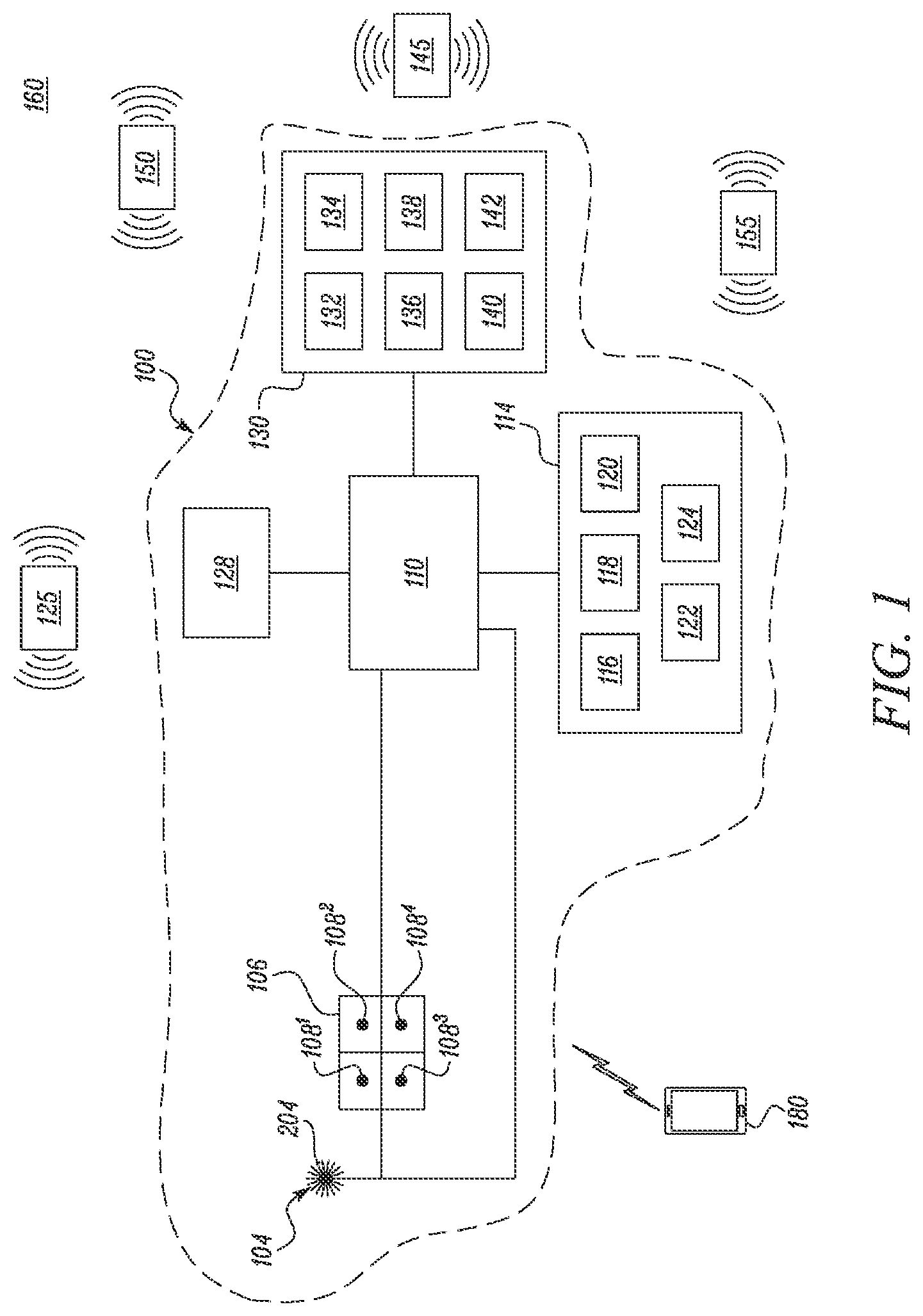 Patent US12345818 — System and method for determining geographic location of a device — Figure 1